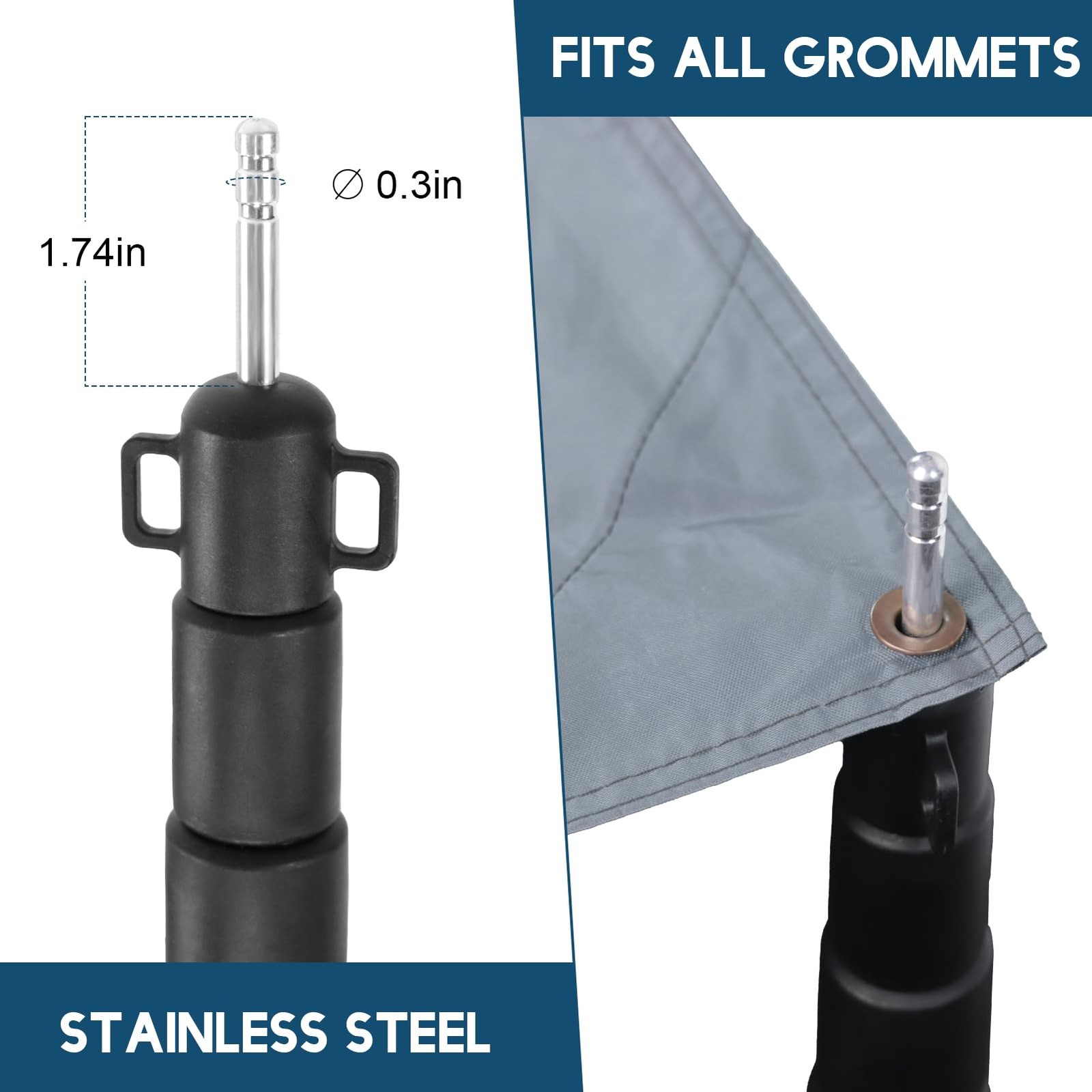 GEEWAY 2 Pcs 7.5FT Tarp Poles for Camping, Heavy x 7.5FT, 7.5ft-black