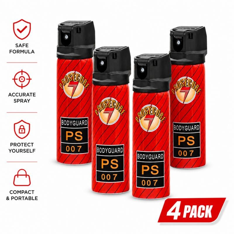 4 Pack Personal Safety Spray Self Defense Portable Red Security Canisters
