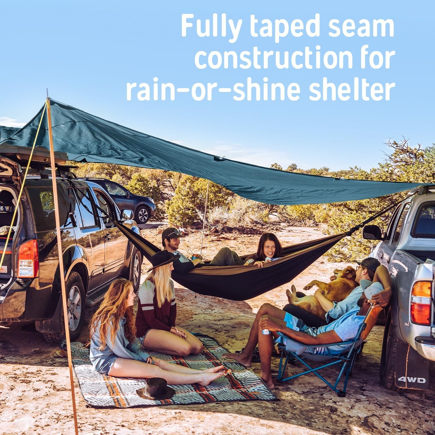 Kelty Noah’s Tarp Sun Shelter and Multi-Use Awning Rainfly, 12 feet, Blue