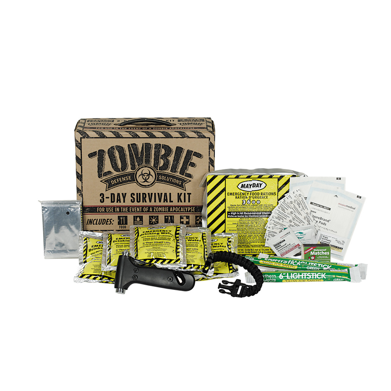 ZOMBIE 3-Day Survival Kit Food Water Lighting Tools Warmth First Aid Emergency