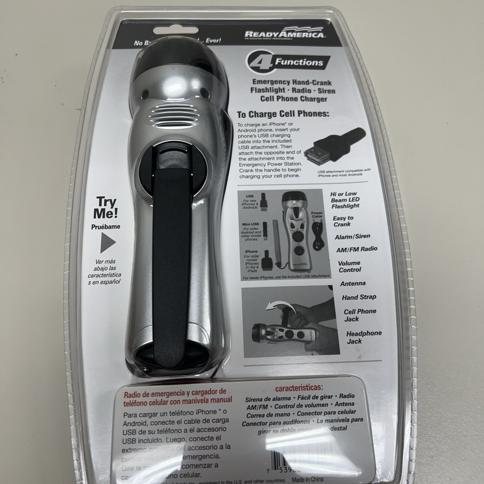 Ready America Emergency Power Station Flashlight Phone Charger Radio