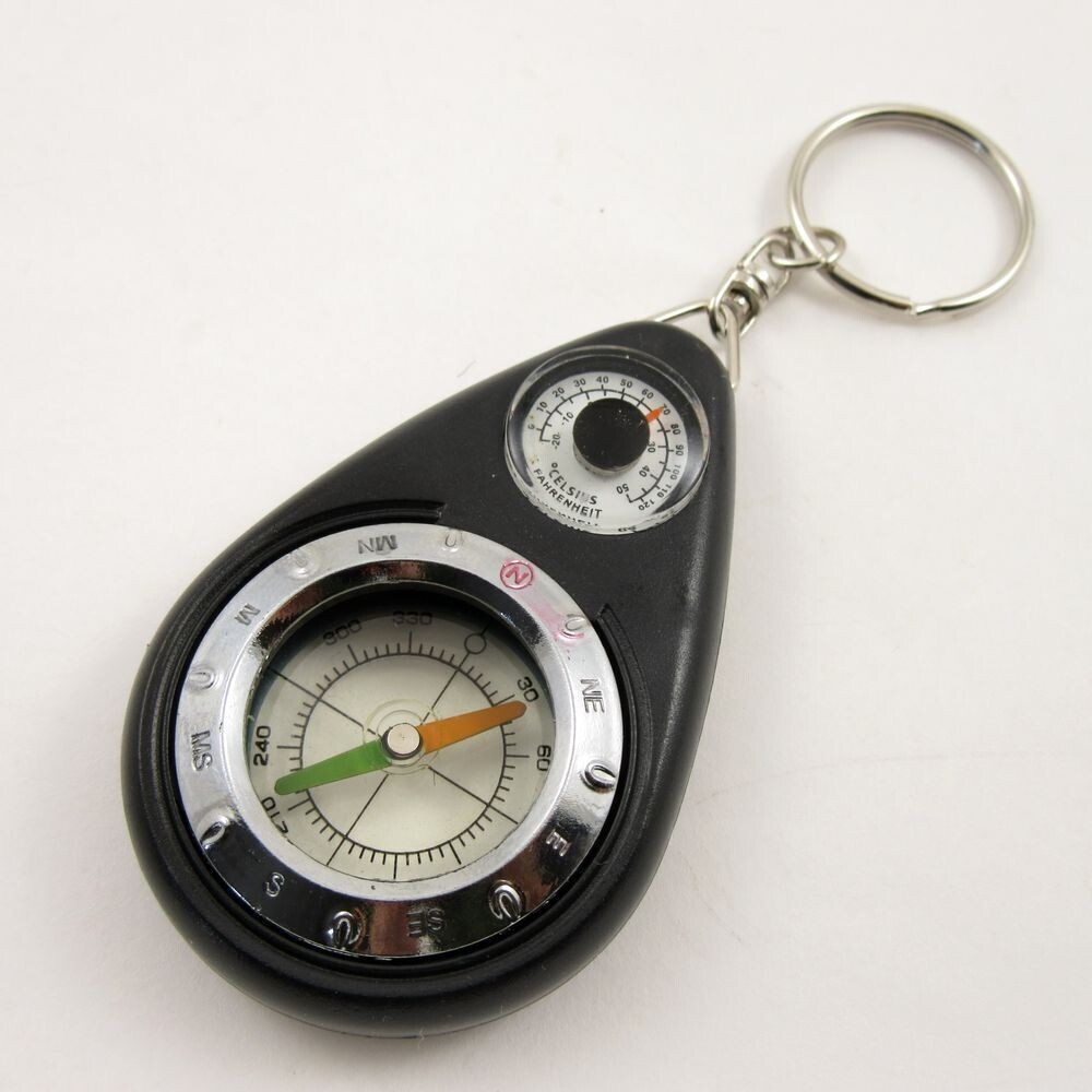 Survival Compass and Thermometer Keychain Tool (CS-177) with Keyring. Ships Free