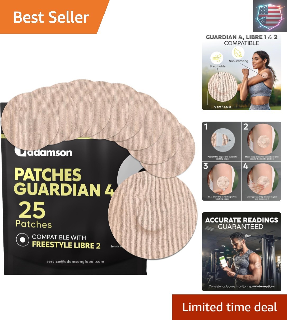 Guardian 4 Sensor Patches 25-Pack – Waterproof, Long-Lasting Adhesive – Guard…