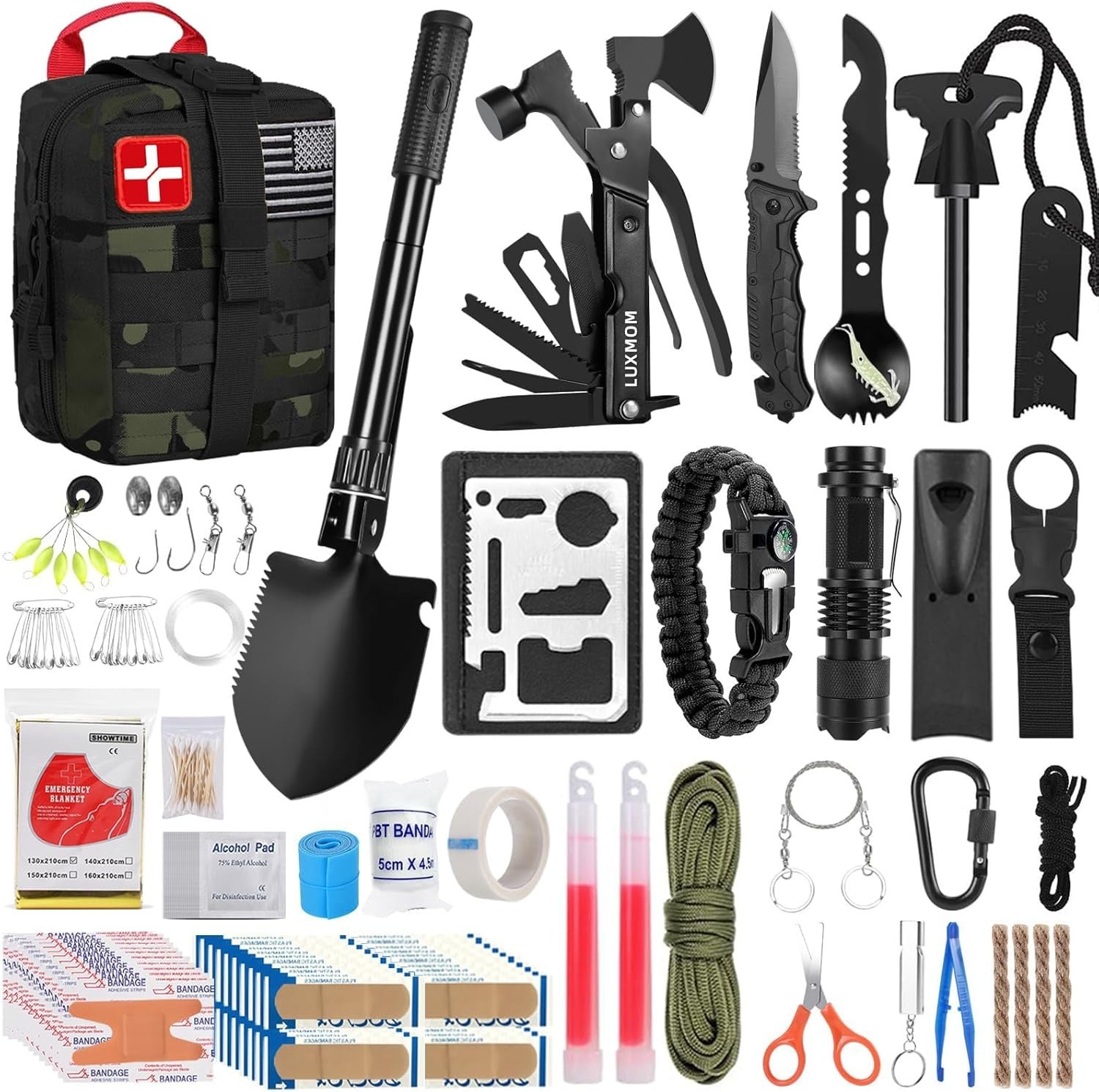 Versatile 142-Piece Survival & First Aid Kit with Fishing Tools – Perfect Gift