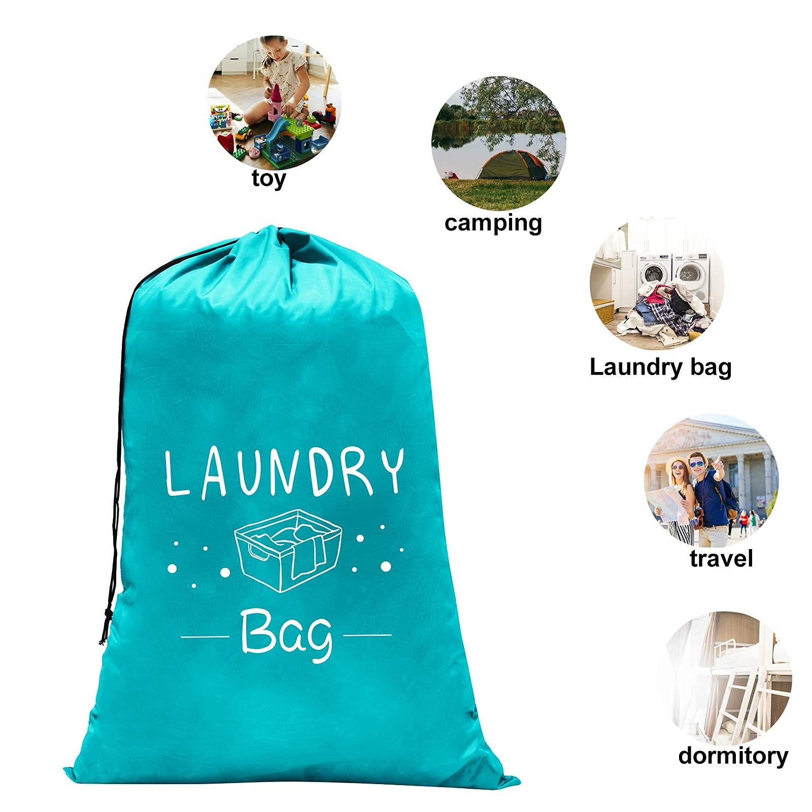 Sylfairy 2 Pack Extra Large Travel Laundry Bag, Dirty 24″ x 36″, Grey+Blue