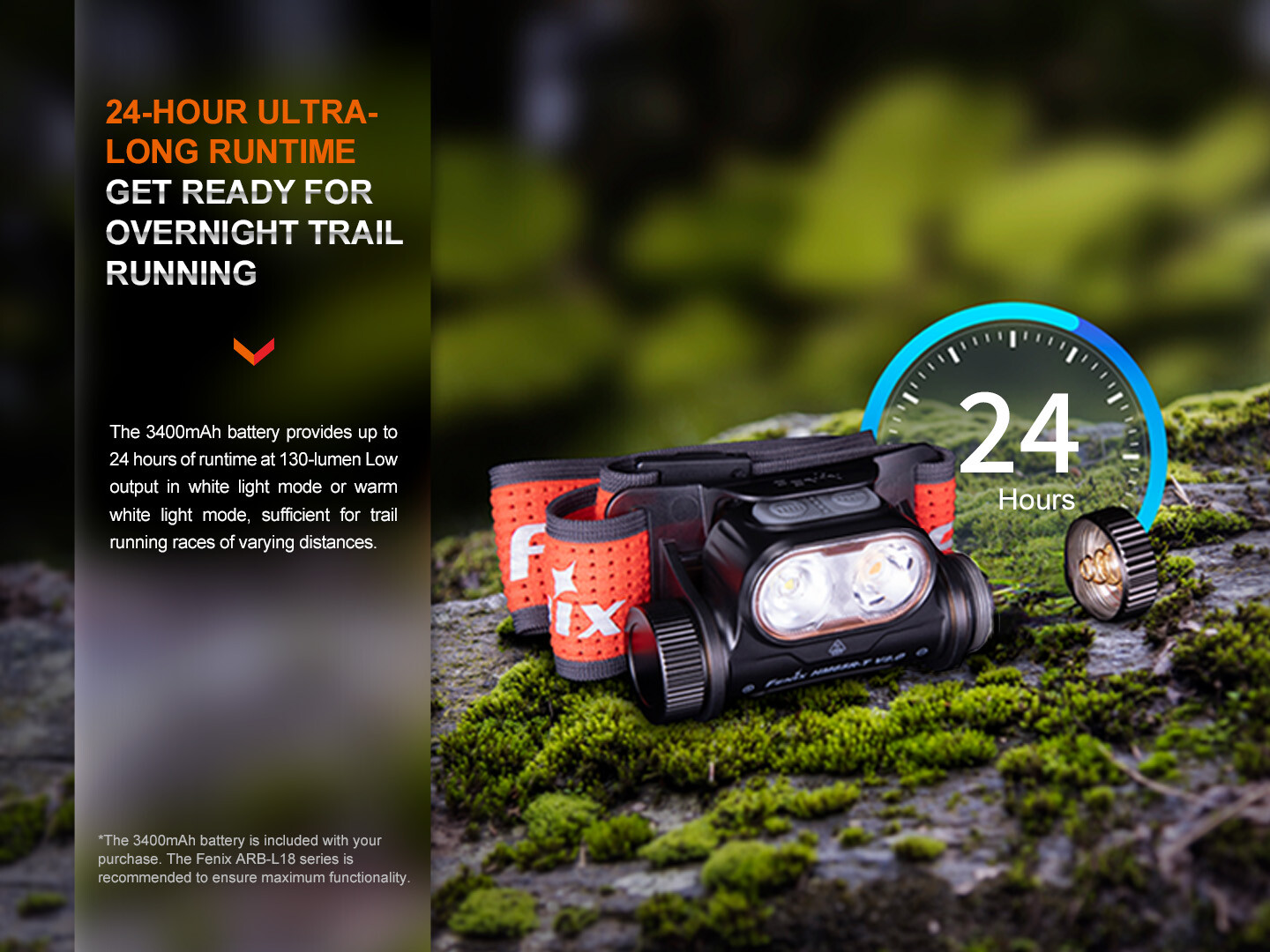 Fenix HM65R-T V2.0 1600 Lumen Rechargeable Trail Running Headlamp