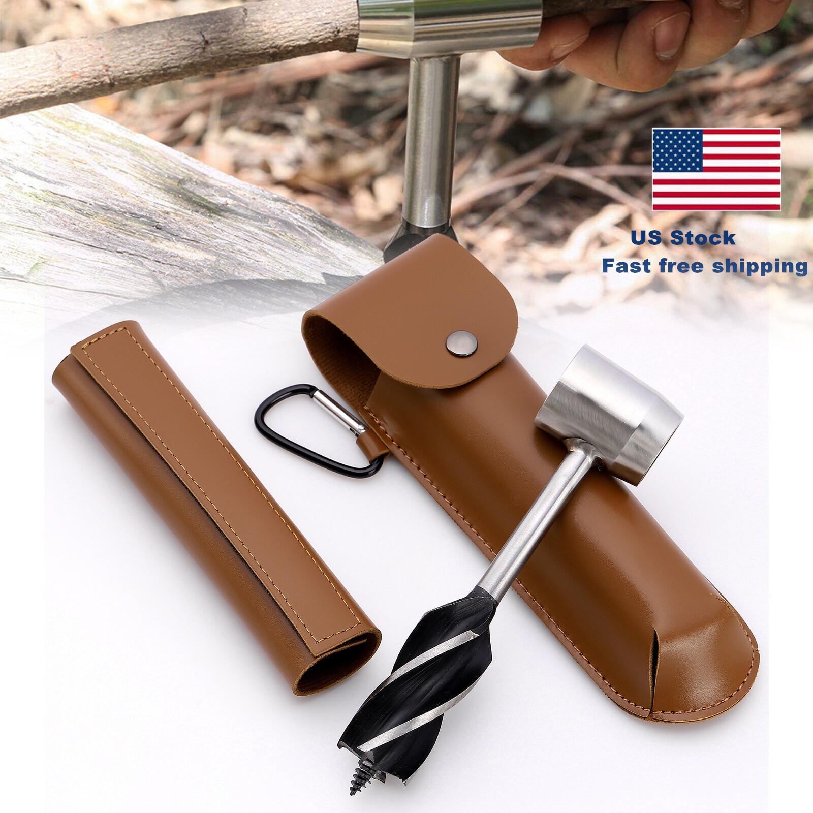 Manual Hand Auger Wrench Outdoor Survival Wood Drill Tool Bush craft Handyman US
