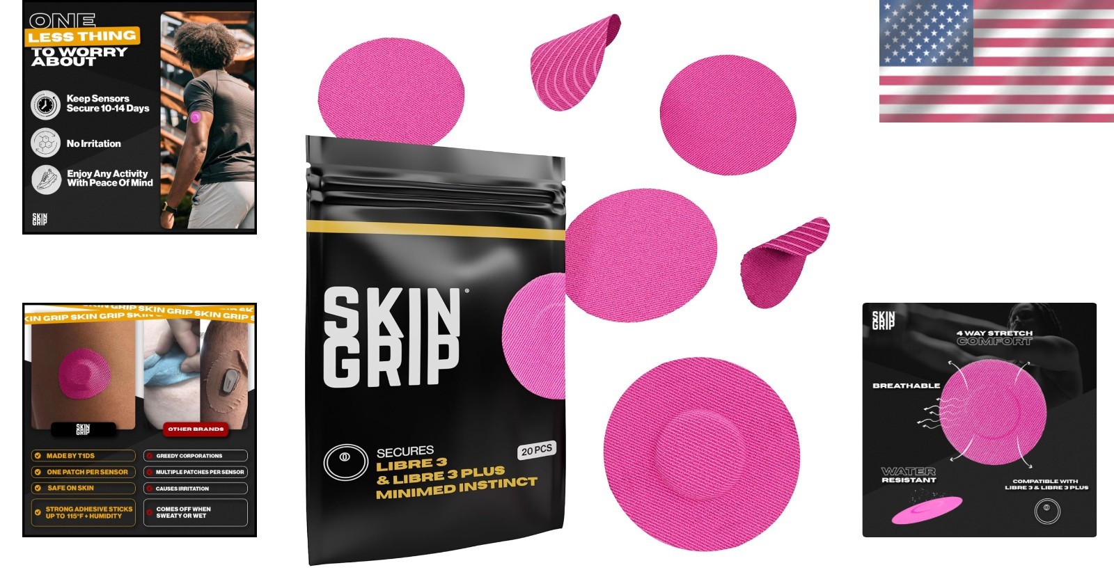 Freestyle Libre 3 Sensor Covers: 20pk Pink Waterproof Sweatproof Adhesive Pat…