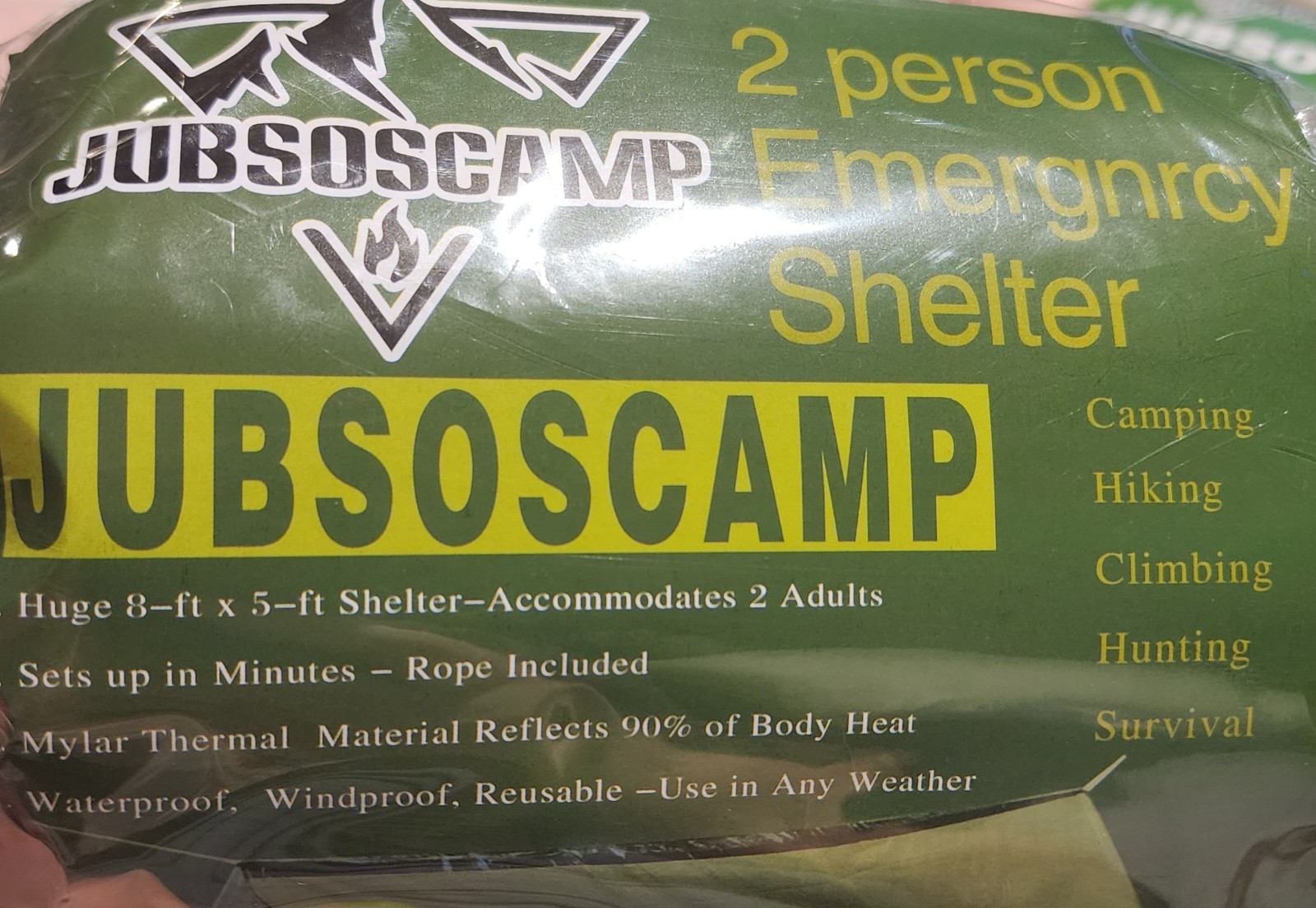 Emergency Shelter Thermal Survival Tent 2 Person Water Wind Proof + Storage Bag