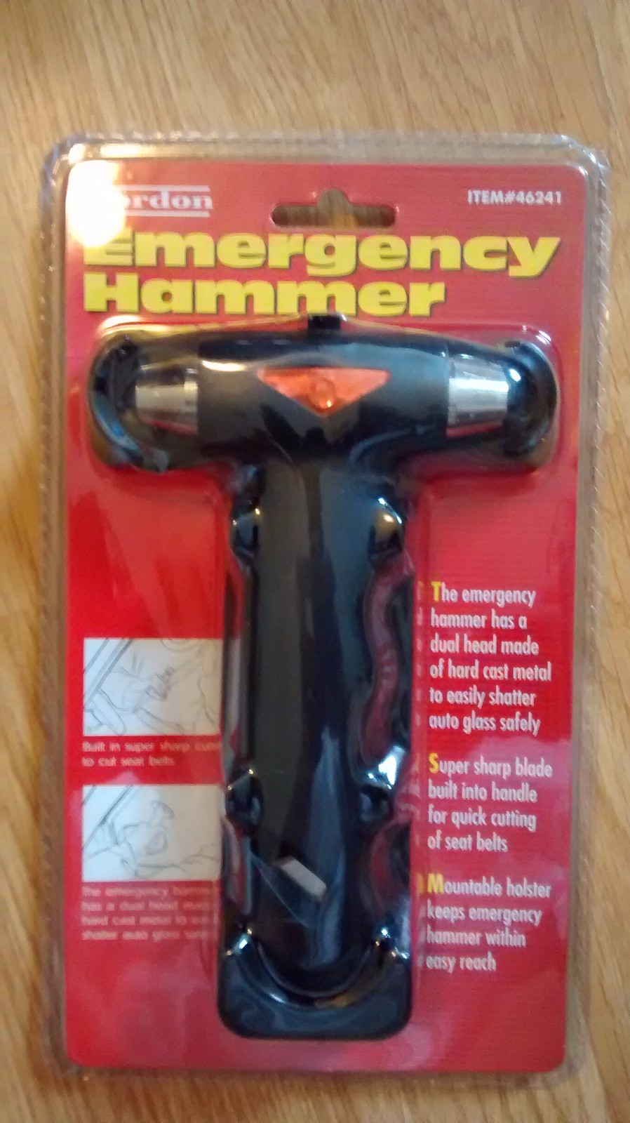 Gordon Car Window Breaker Emergency Hammer Seat Belt Cutter Survival Tool