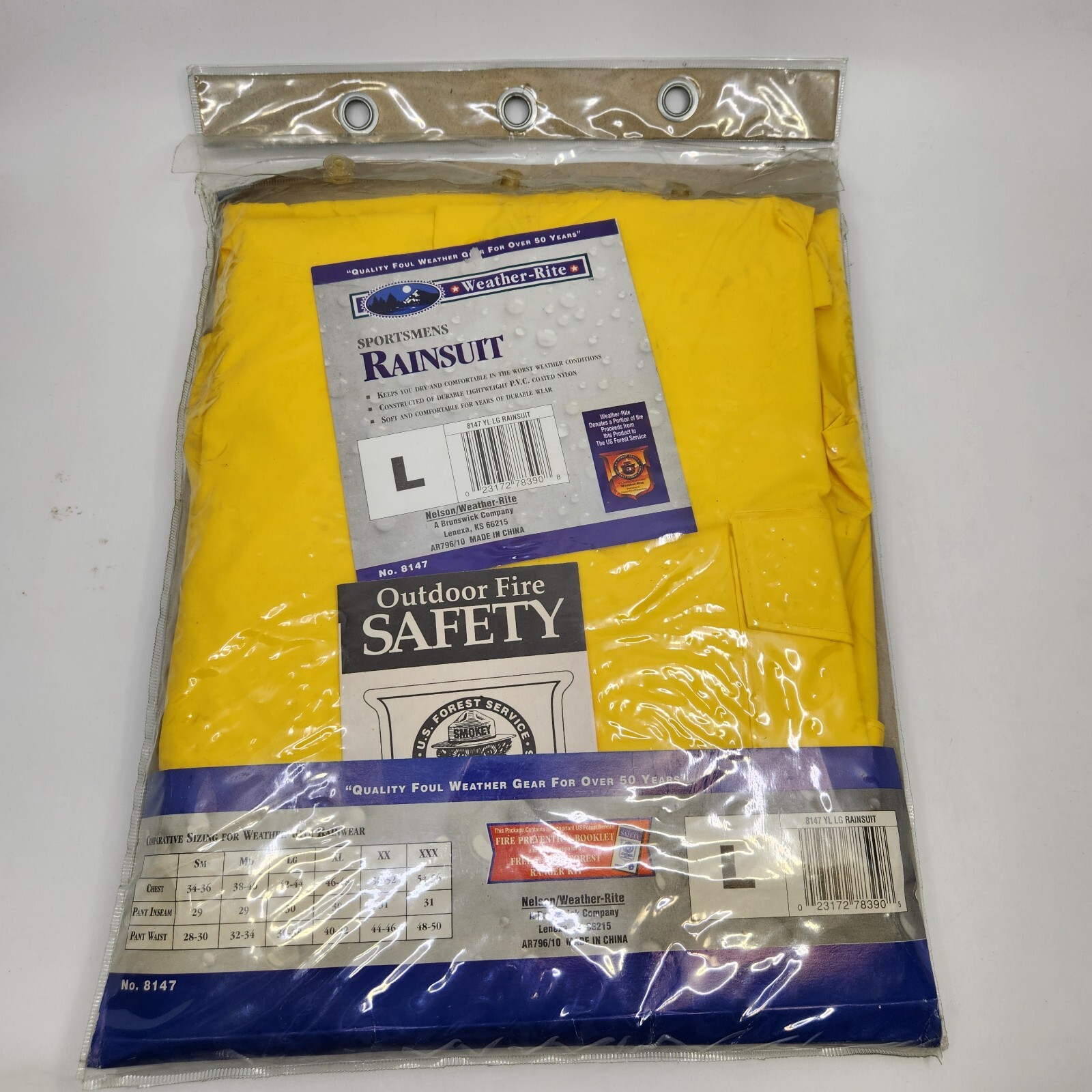 Weather-Rite Yellow PVC Coated Nylon Waterproof Rainsuit #8127 Size L Open Pkg