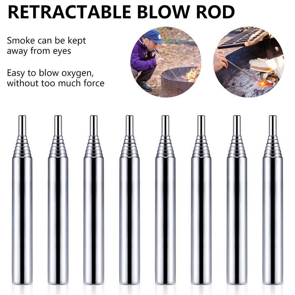 Outdoor Pocket Bellow Collapsible Fire Tools Kit Camping Survival Blow Fire Tube