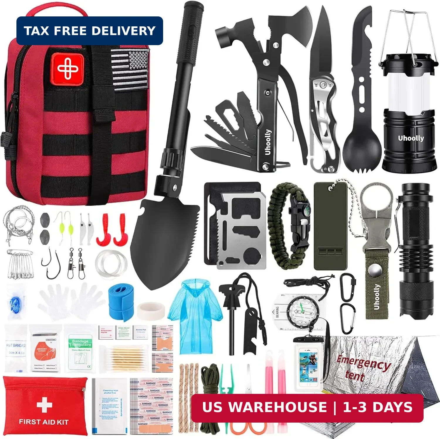 Survival Kit, Gifts for Men Women Teen Boys, 252 pcs Survival Gear and Equipment