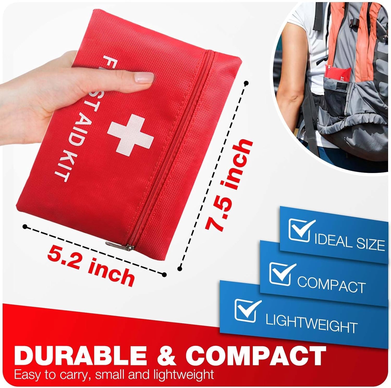 First Aid Kit for Home Car Travel 107 Piece Emergency Kits for Hiking Camping Sm