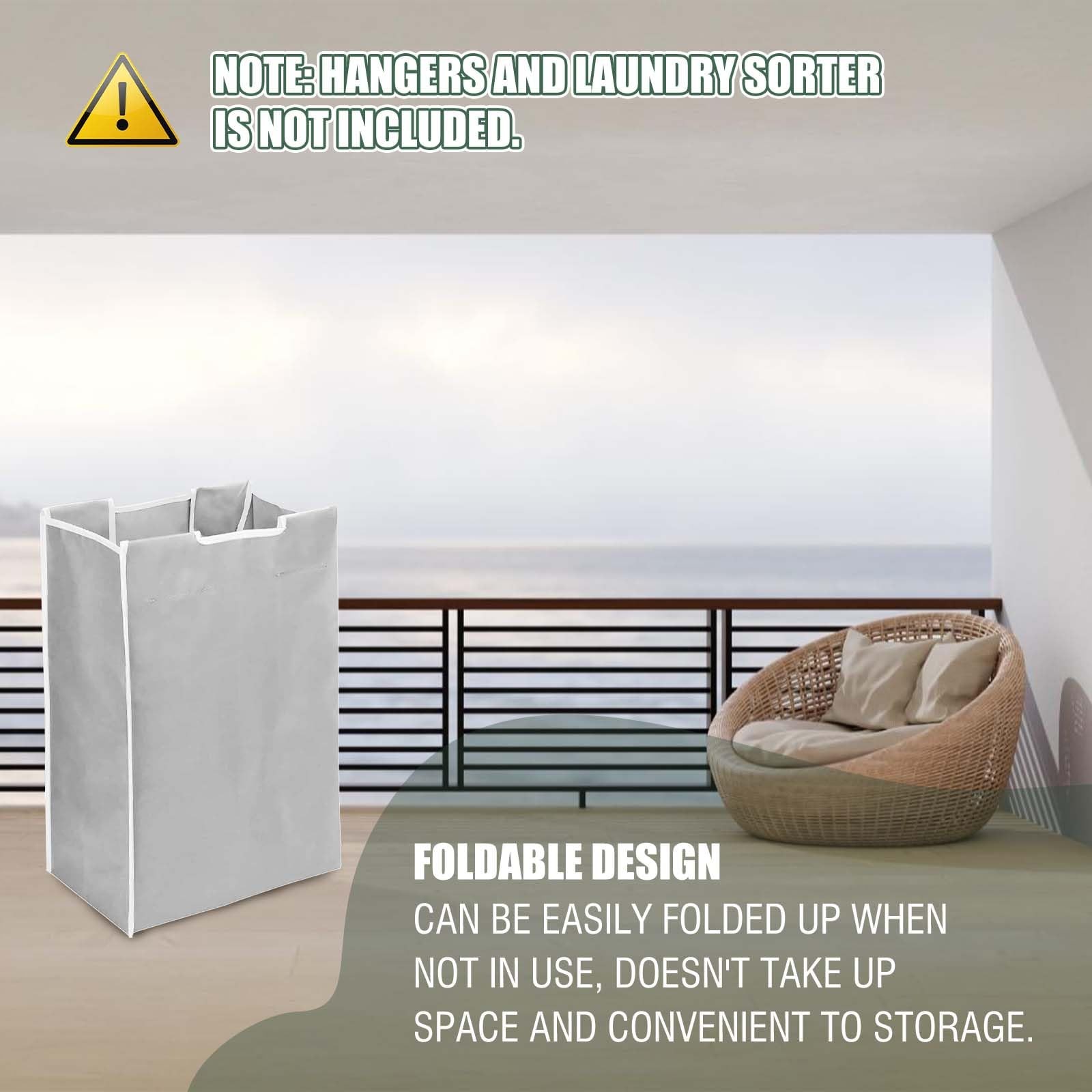3 Pcs Laundry Sorter Replacement Bags 14.8 x 8.7 x 21.7 inches, Light Gray