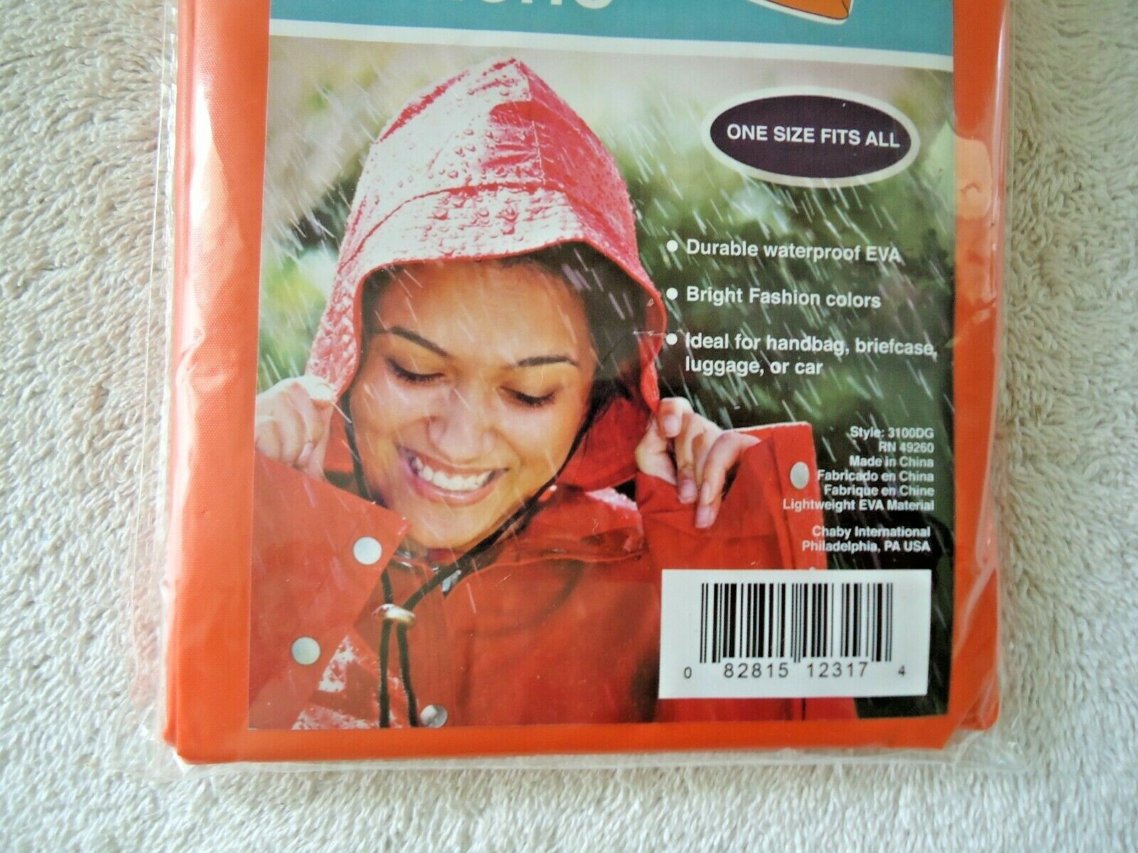 ” NIP ” Weather Zone One Size Fits All Orange Adult Poncho ” GREAT ITEM “