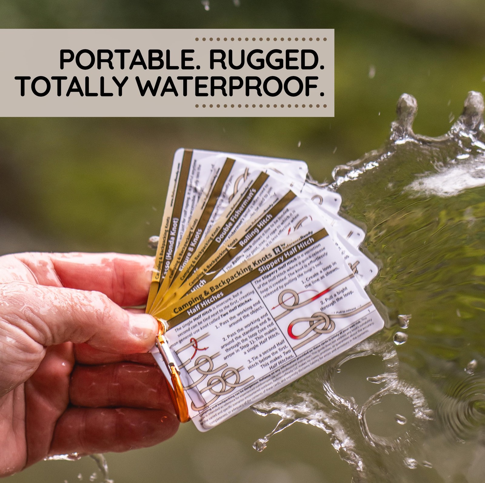 ReferenceReady Outdoor Knots Pocket Guide – Waterproof Sized, Brown