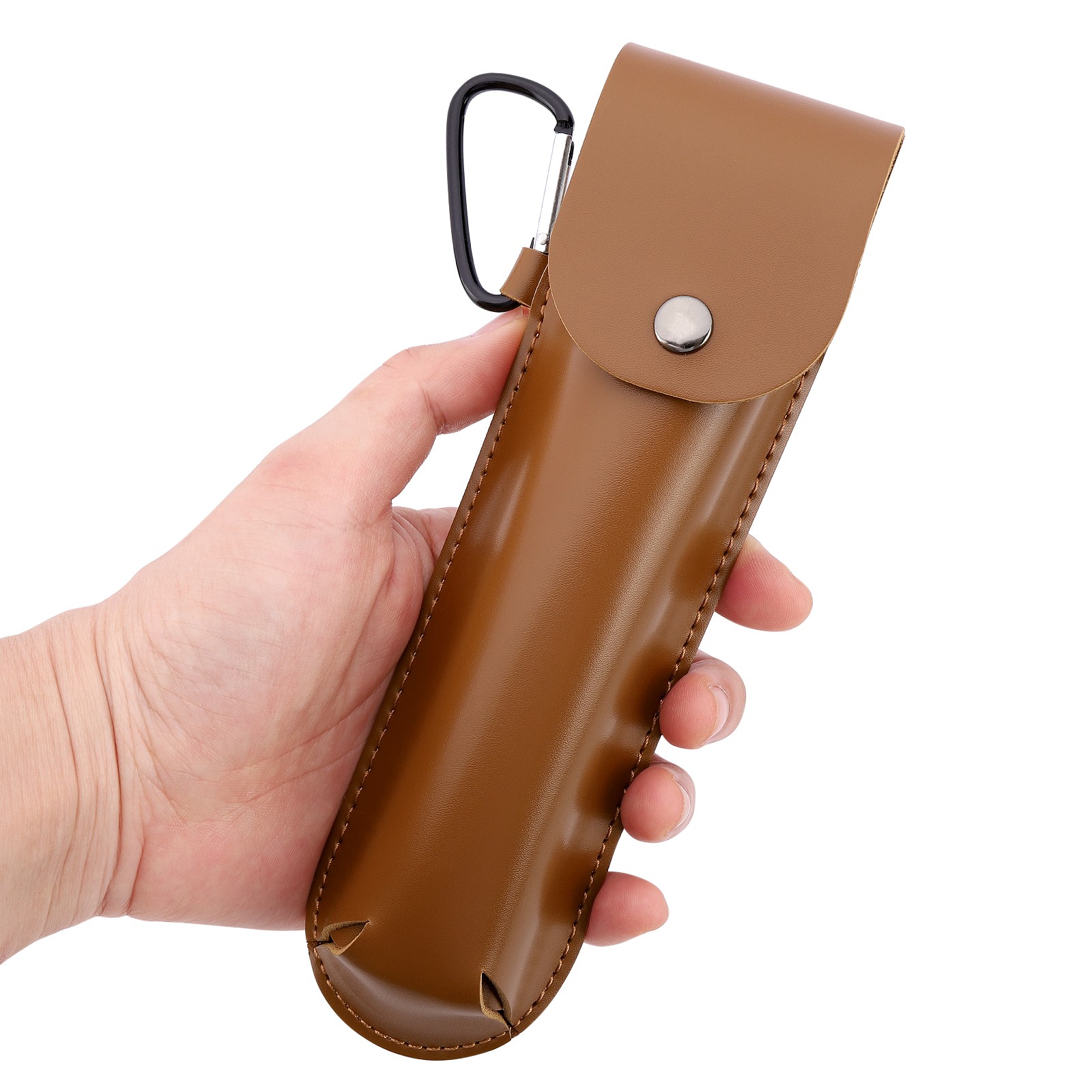 Hand Auger Wrench 1X 6.3in Stainless Steel Manual Drill with Brown Leather Case