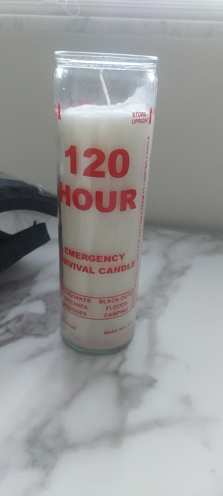 Emergency Candle, 120 hr Survival Candle A365 Made in USA Black outs Disaster *