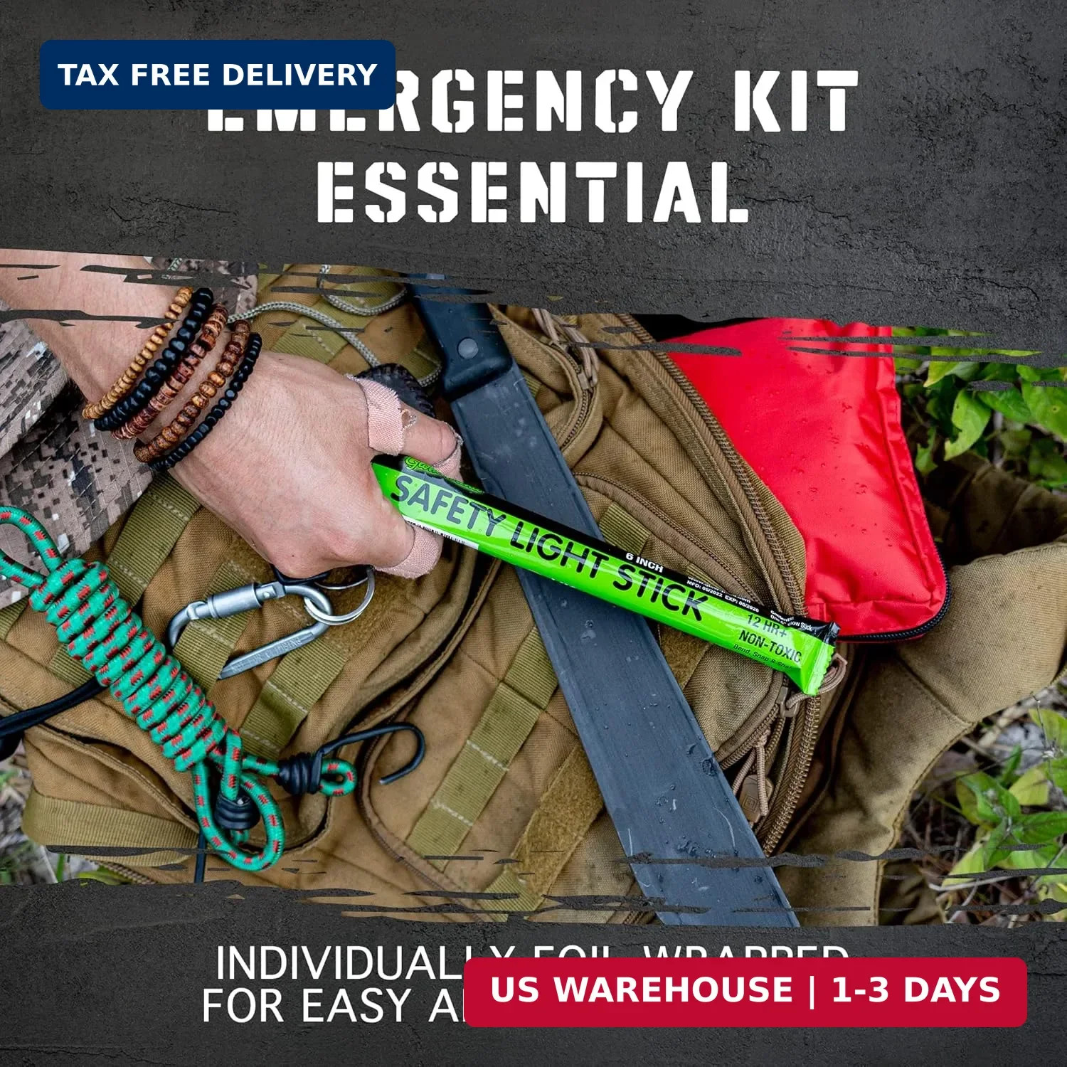 Emergency Glow Sticks with 12 Hours Duration, Individually Wrapped Industrial Gr