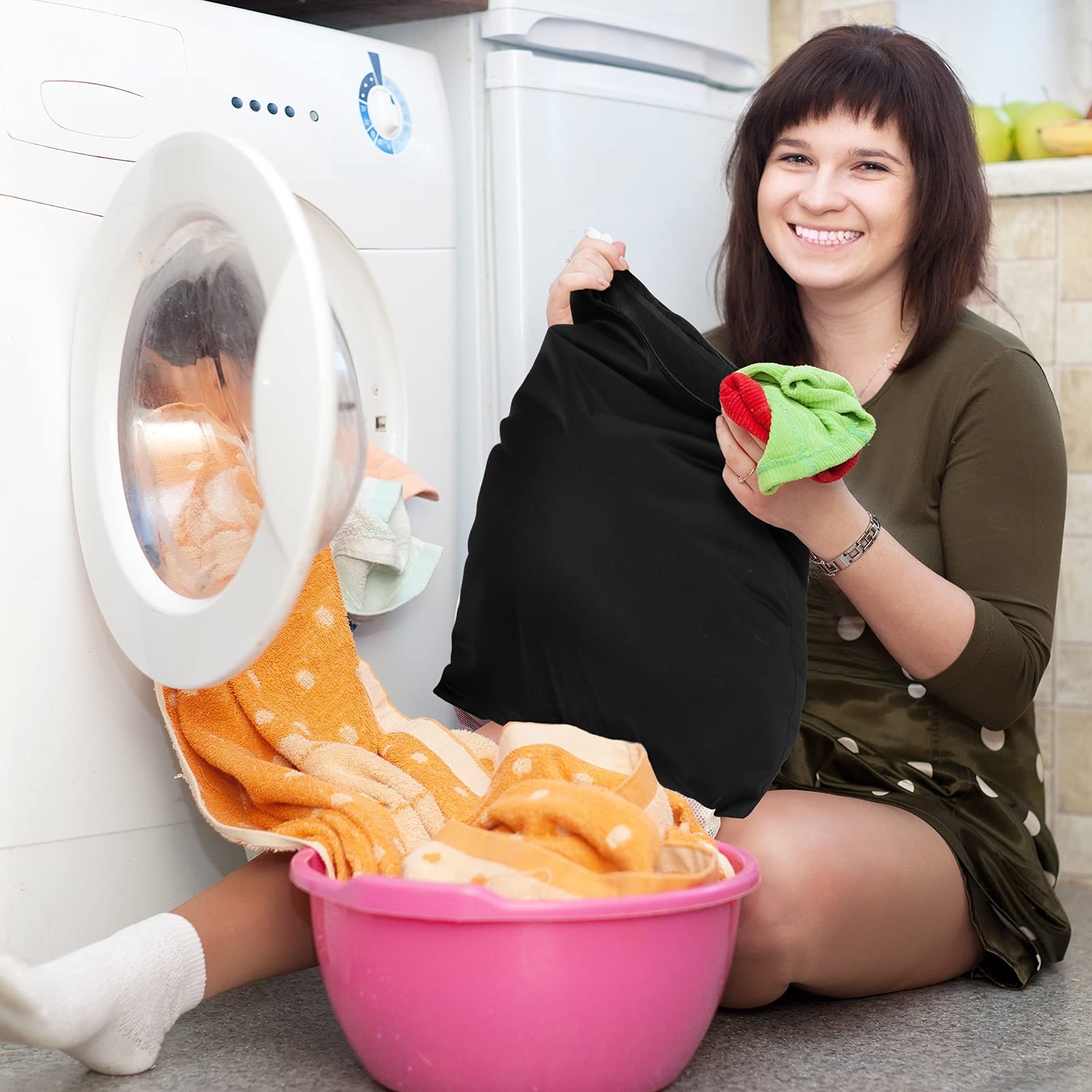 Shappy 2 Pack Large Travel Laundry Bags, Wet Dry Simple Style, Black