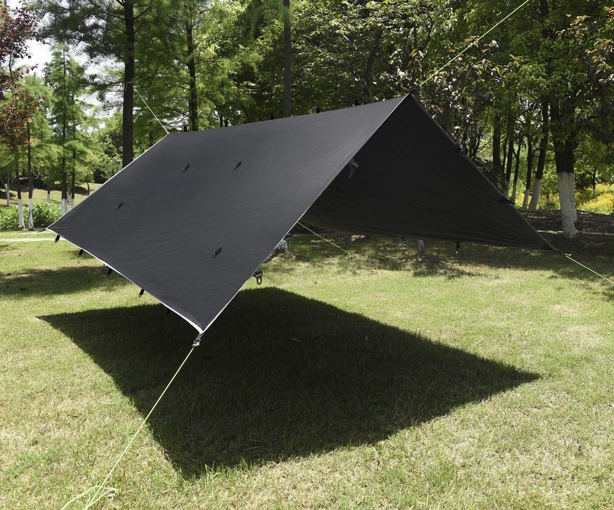 Gold Armour Rainfly Tarp Hammock, Premium 20ft x 14.3ft x 14.3ft, Black