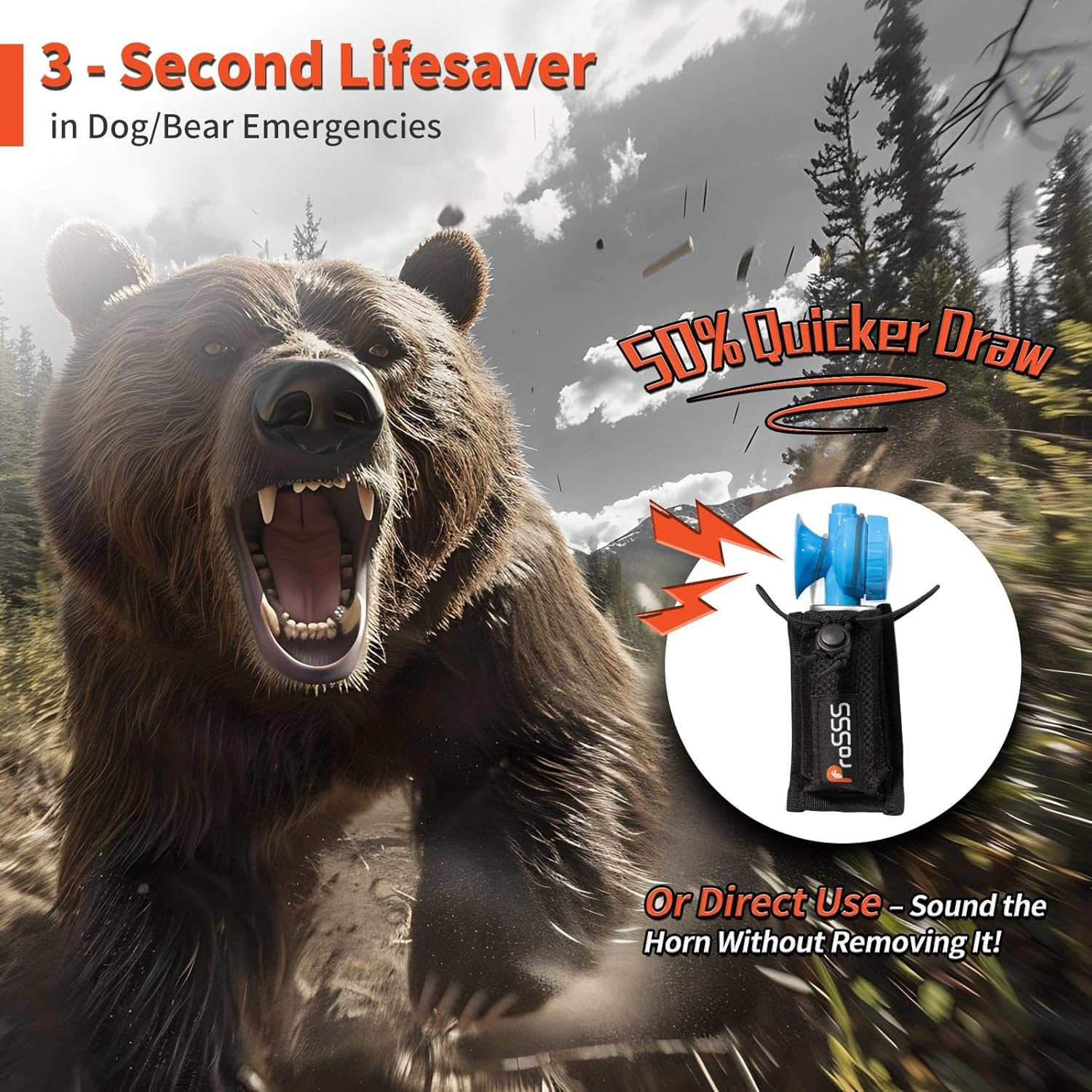 Ultra-Compact Nylon Holder for 1.4Oz Air Horns(Not Include Air Horn)，Bear/Dog-Sa