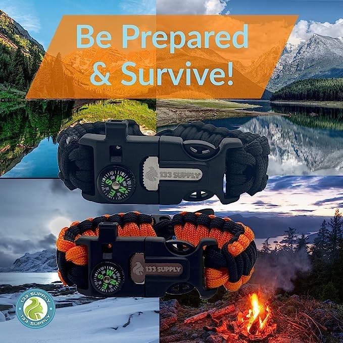 Tactical Paracord Compass Hiking Survival Bracelet Men Dad Gifts Camping Acce…