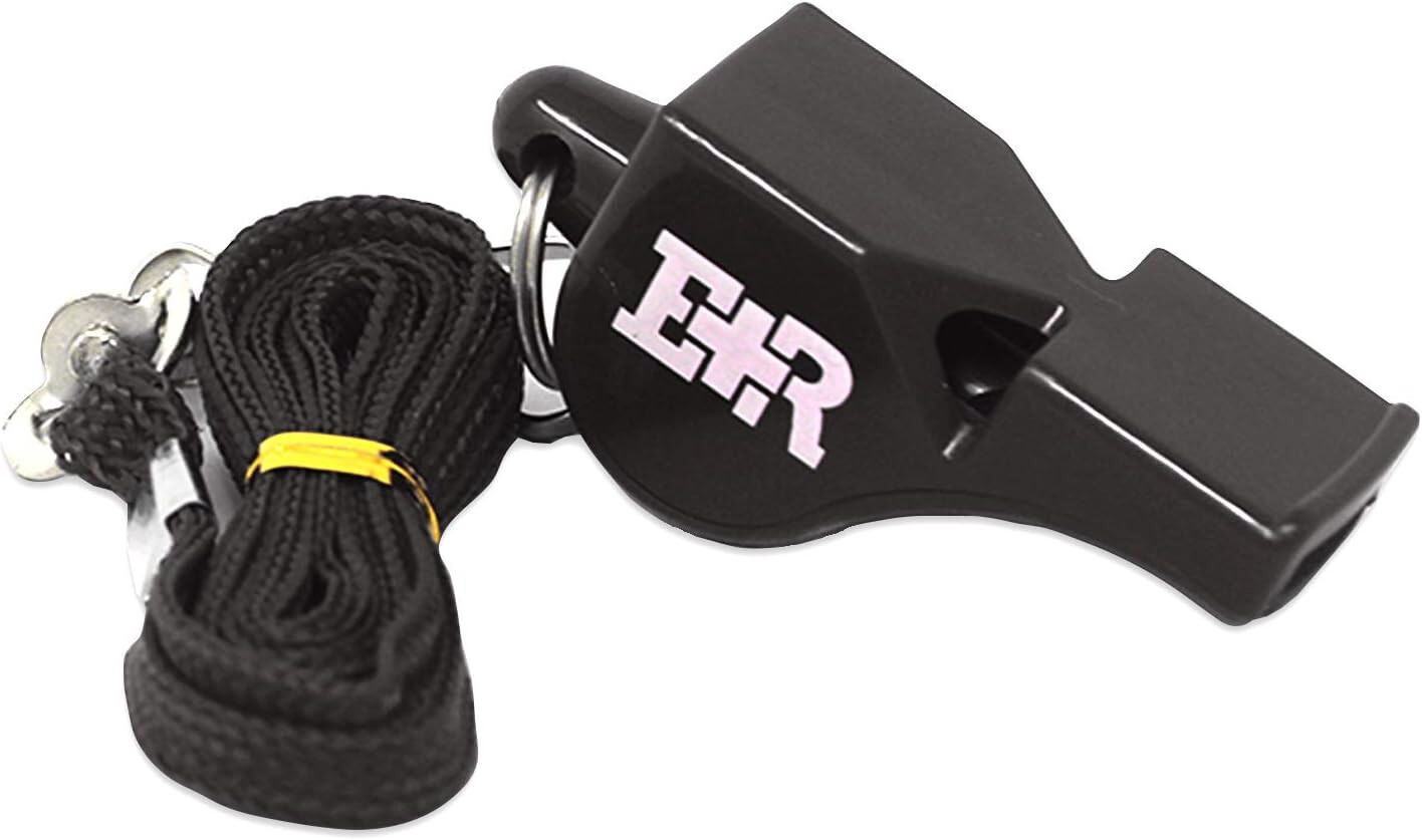 Ever Ready First Aid Lifeguard Coach Sports Whistle with Lanyard Black – 6 Pack