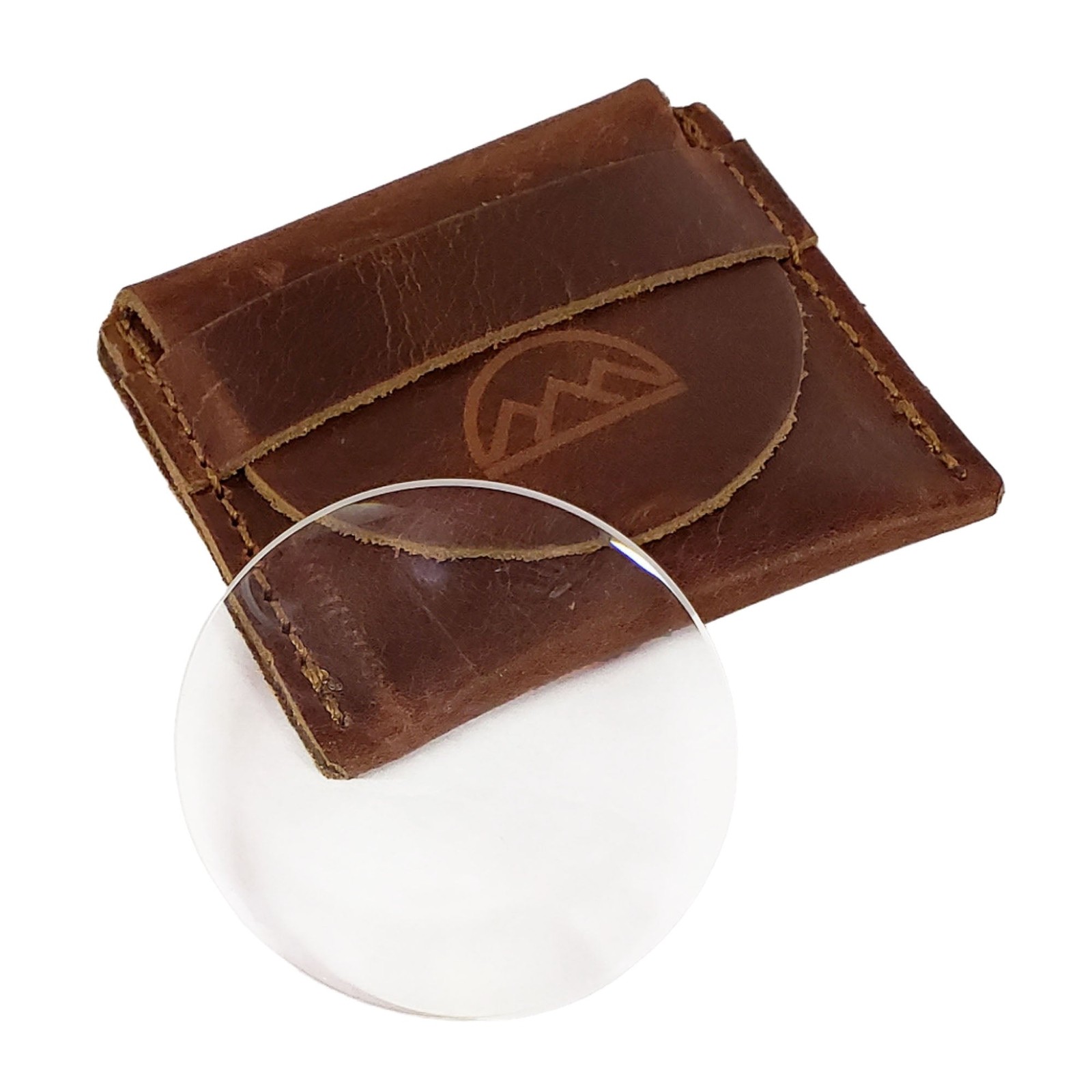 Pocket Magnifying Lens Leather Carry Pouch For Fire Making Tracking Plant