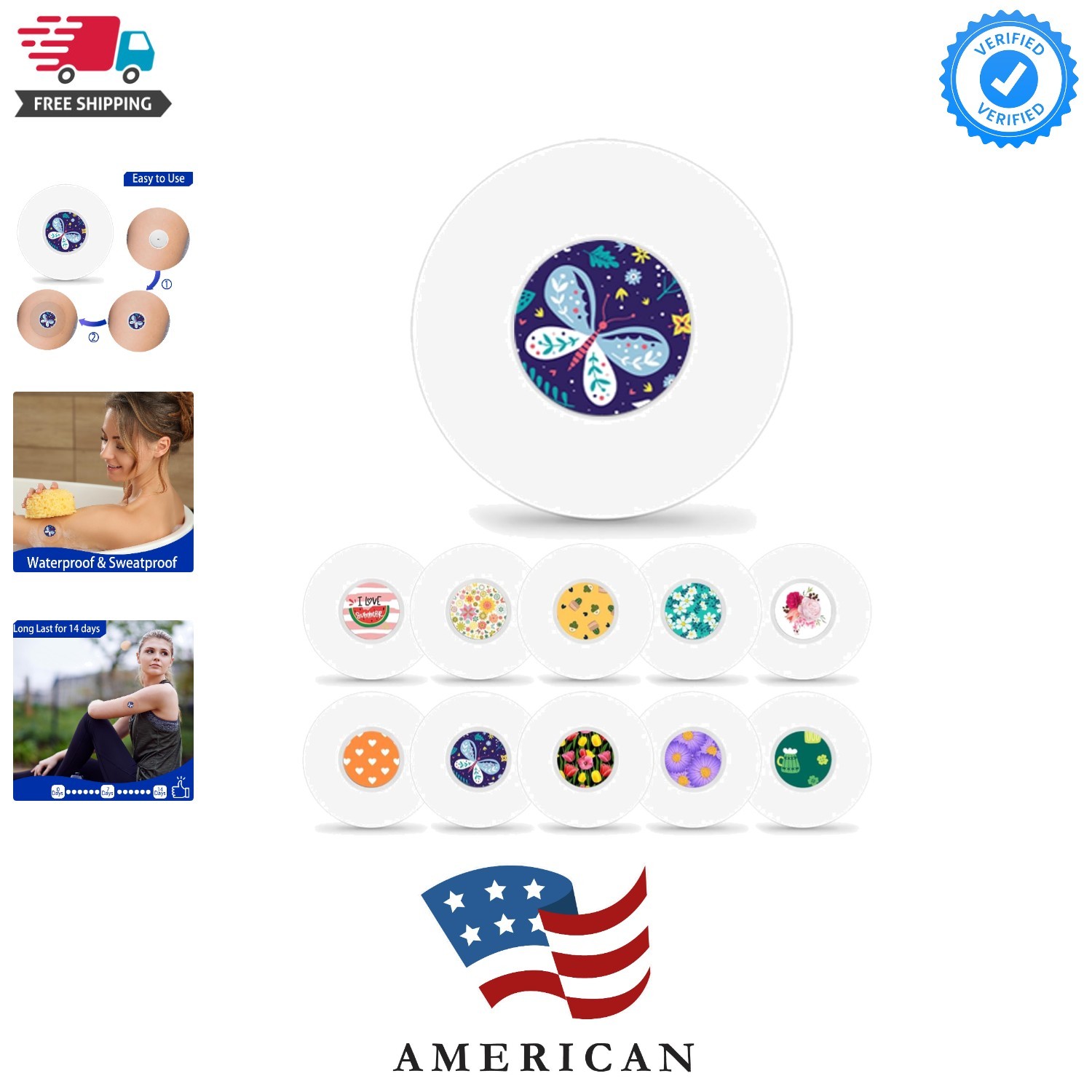 40Pack Freestyle Sensor Stickers & Adhesive Patches for Libre 3 Plus Sensor C…