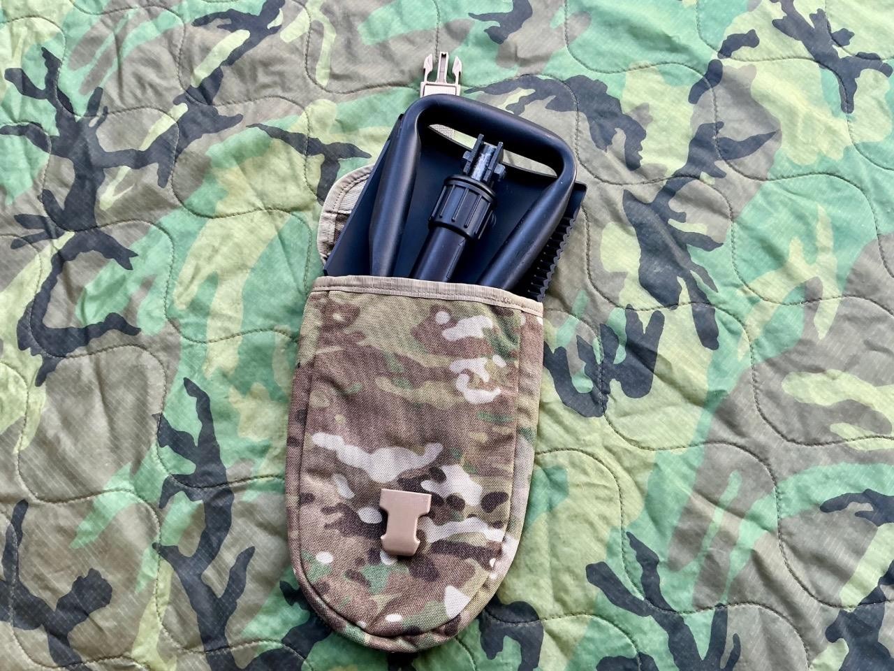 2011 Army Military Surplus Entrenching E Tool Shovel & Multicam Pouch Carrier GI