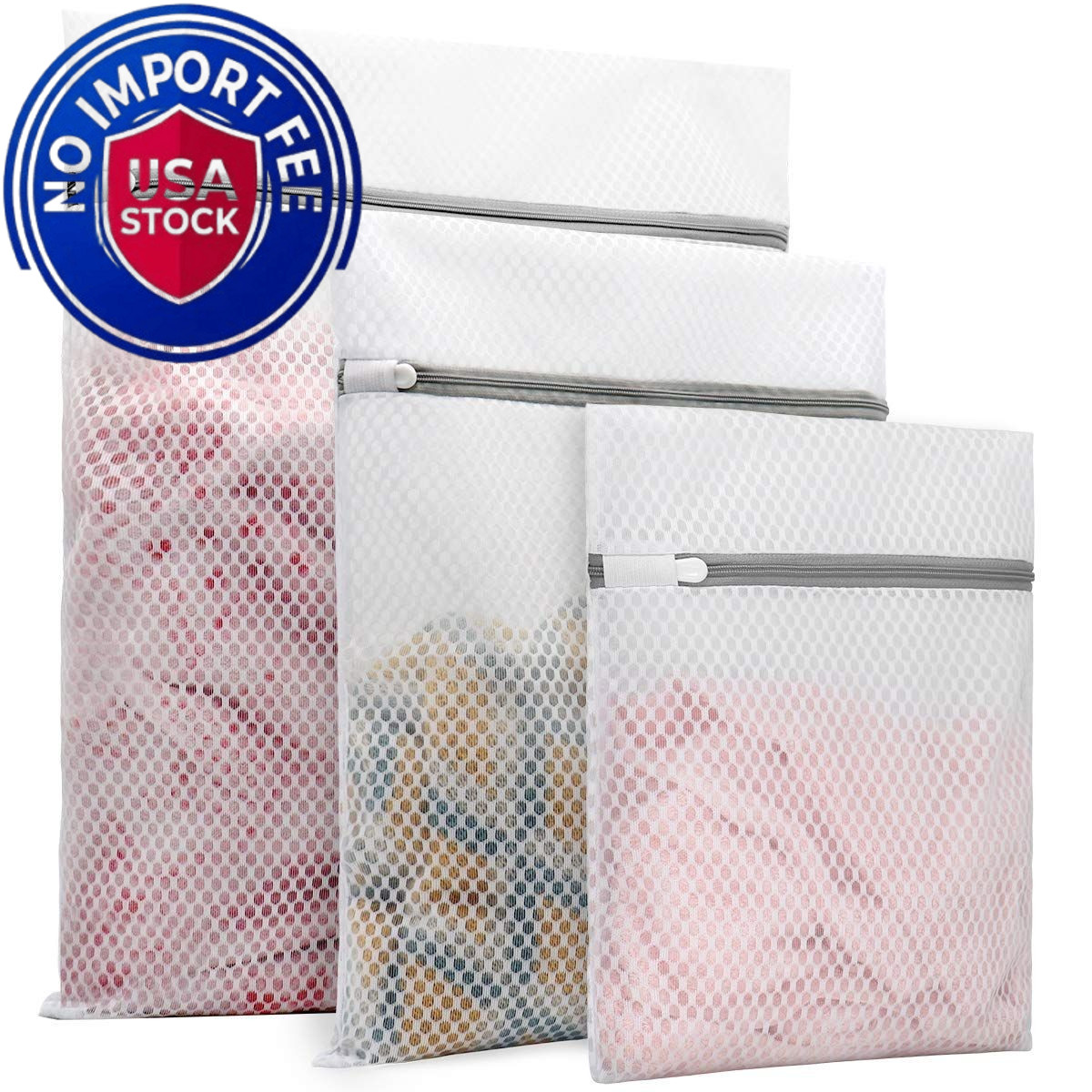 Muchfun 3Pcs Durable Honeycomb Mesh Laundry 1Large, 1Medium, 1Small, White