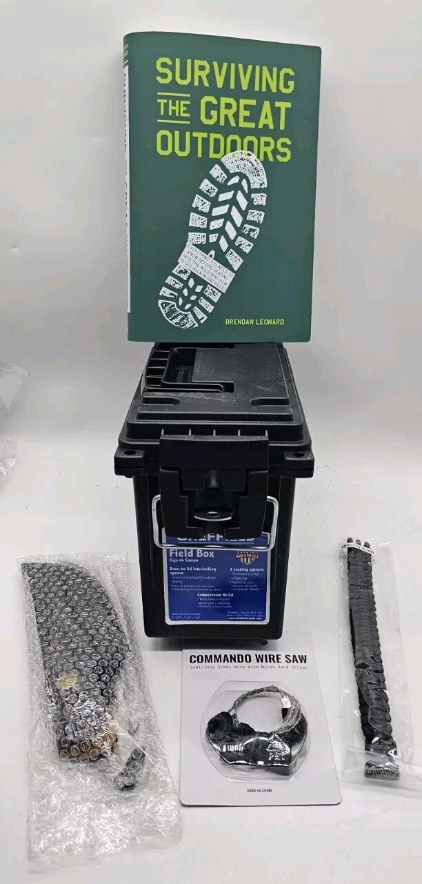 Sheffield Field Ammo Box w Surviving The Great Outdoors Book And Survival Gear