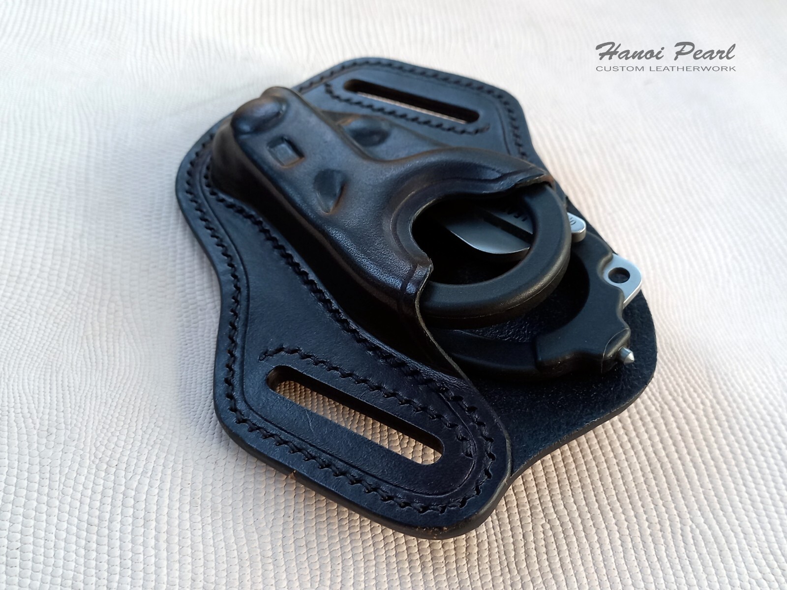 Custom Black Leather Holster for Leatherman Raptor Rescue