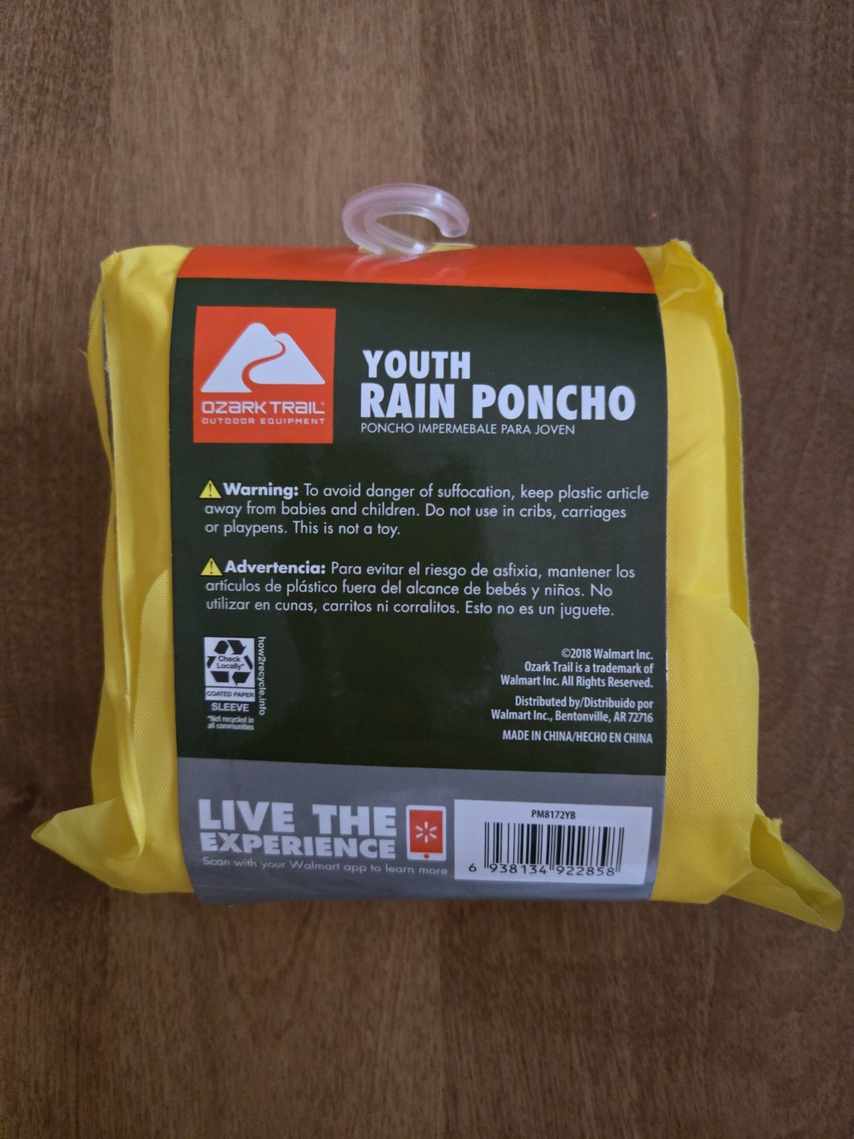 Ozark Trail Rain Poncho Youth One Size Fits Most