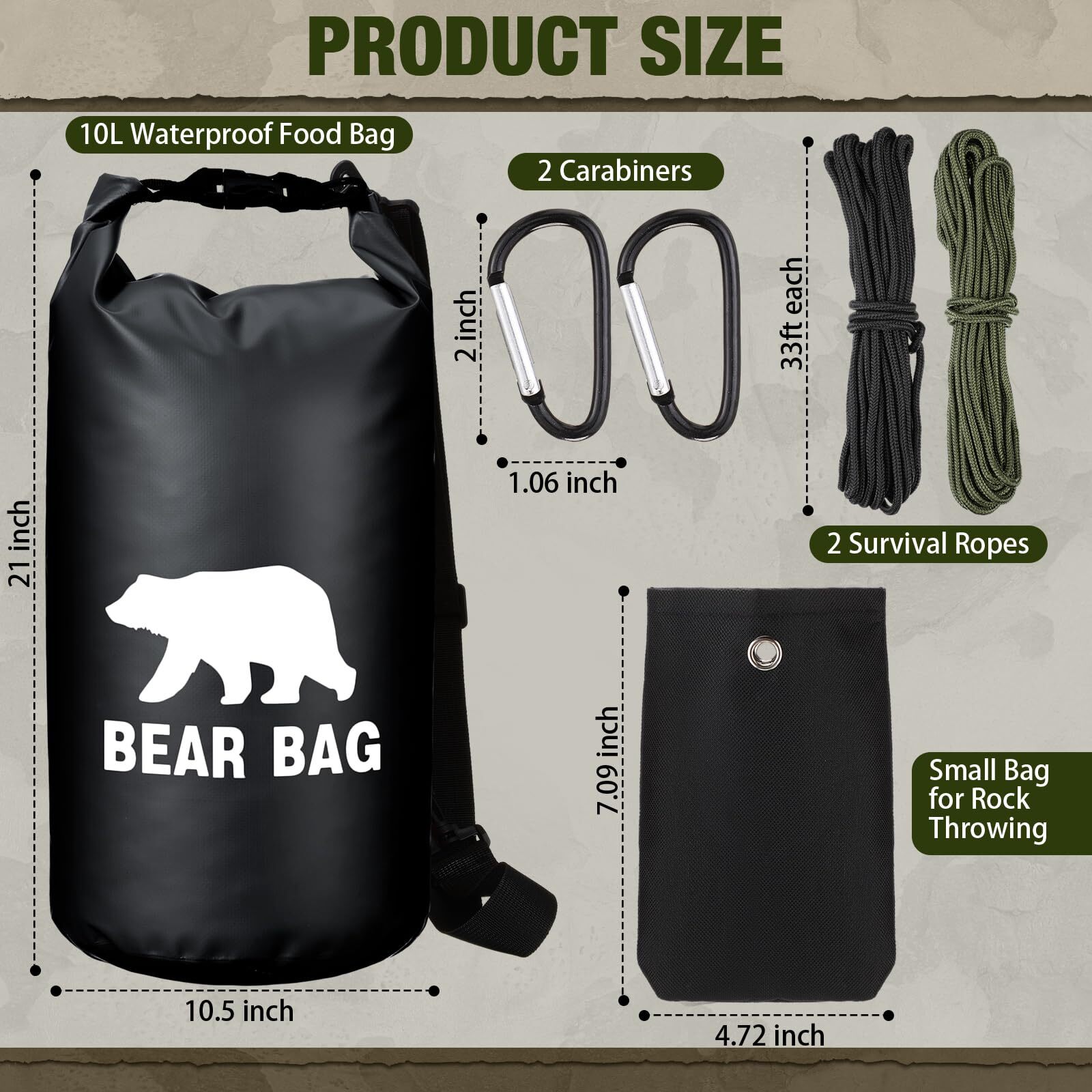 1 Set Bear Food Bag for Camping Ultralight Food Bag Hanging System Includes W…