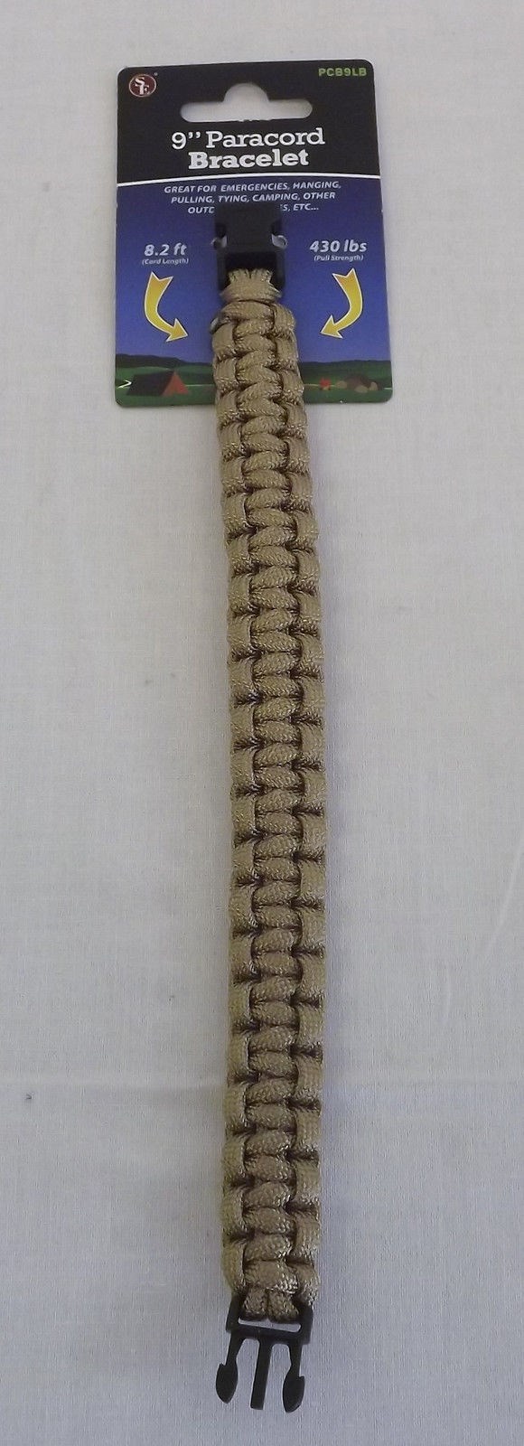 New Paracord Survival LIGHT BROWN Bracelet 9″ Medium Wrist 7 Strands 430 Lbs