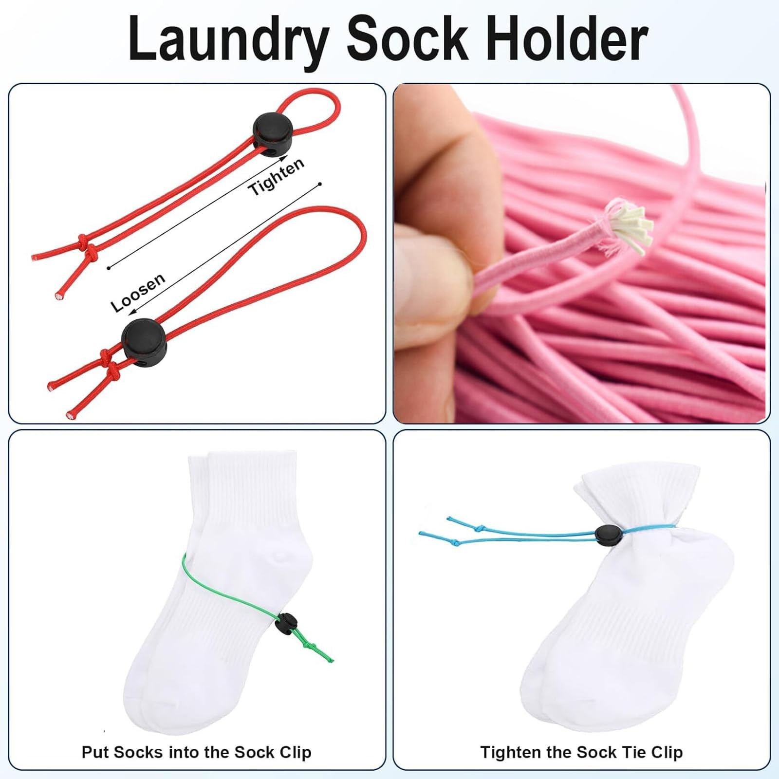 Awsxuoor 50Pcs Sock Clips – Amazing Laundry Black,green,red,yellw,blue