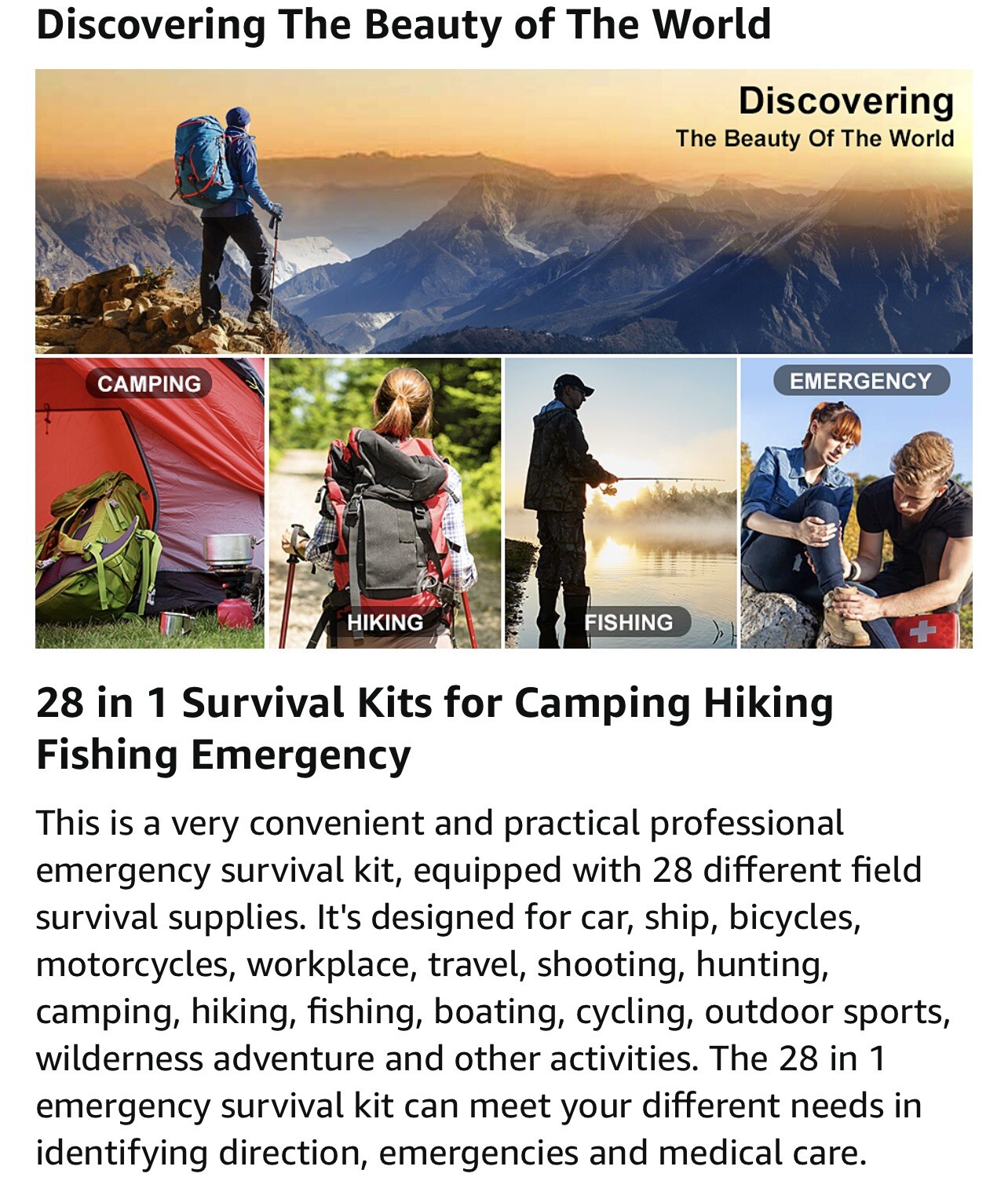 28 In 1 Survival Gear Kit Equipment Outdoors Camping Hiking Supplies Men Dad