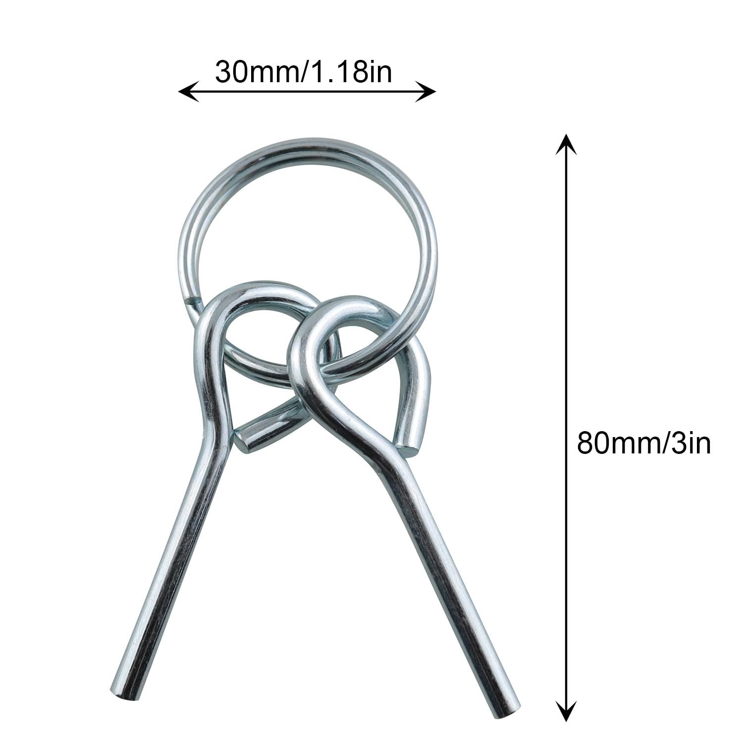 4 Pcs Tent Pole Rings with Pins Stainless Steel Camping Replacement Parts