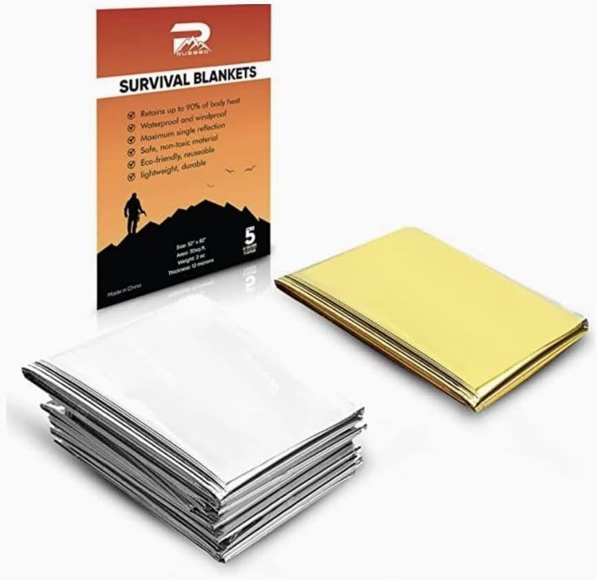 Compact Thermal Emergency Blankets 5pk