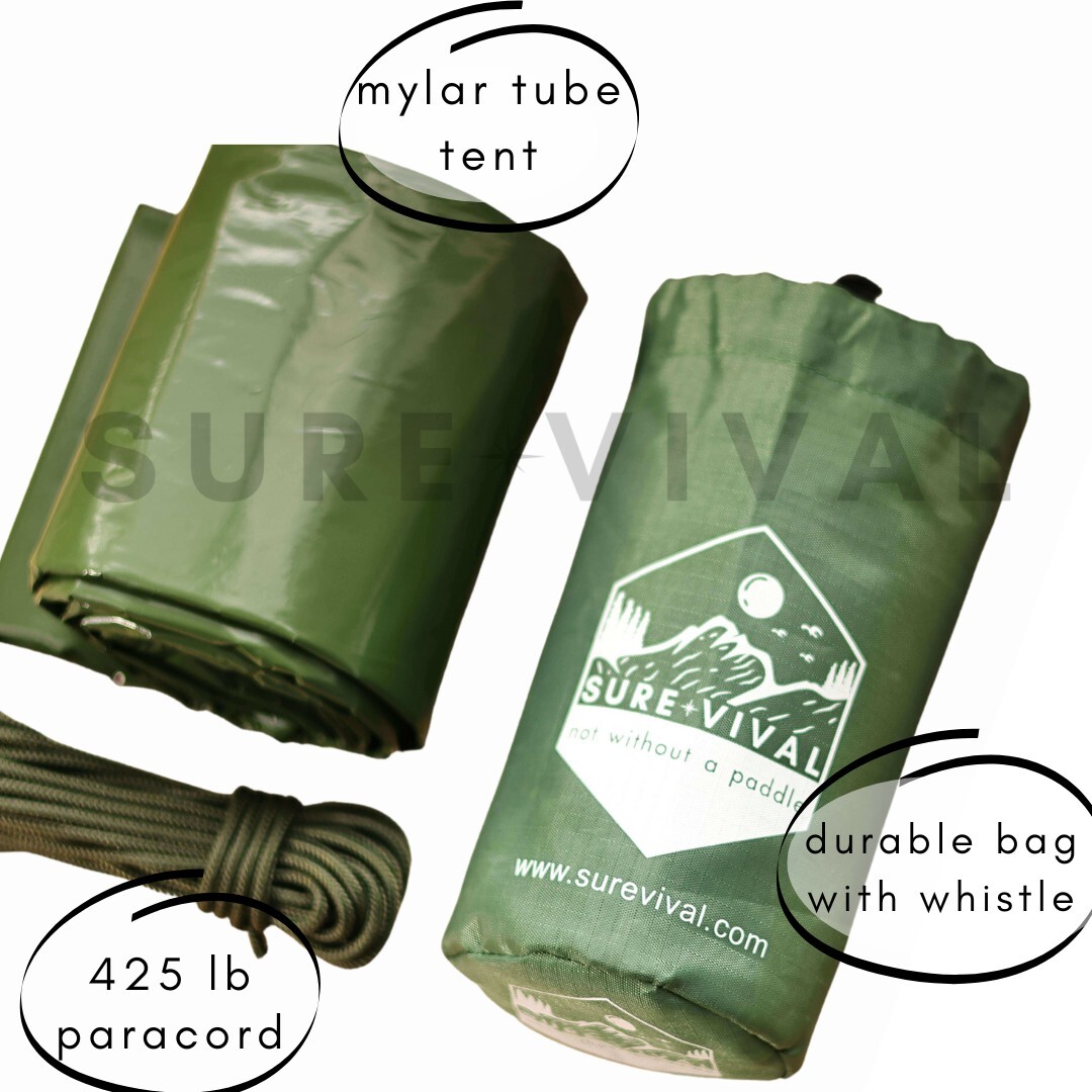 SUREVIVAL Emergency Tent- paracord & whistle -Water Proof, Wind Resistant