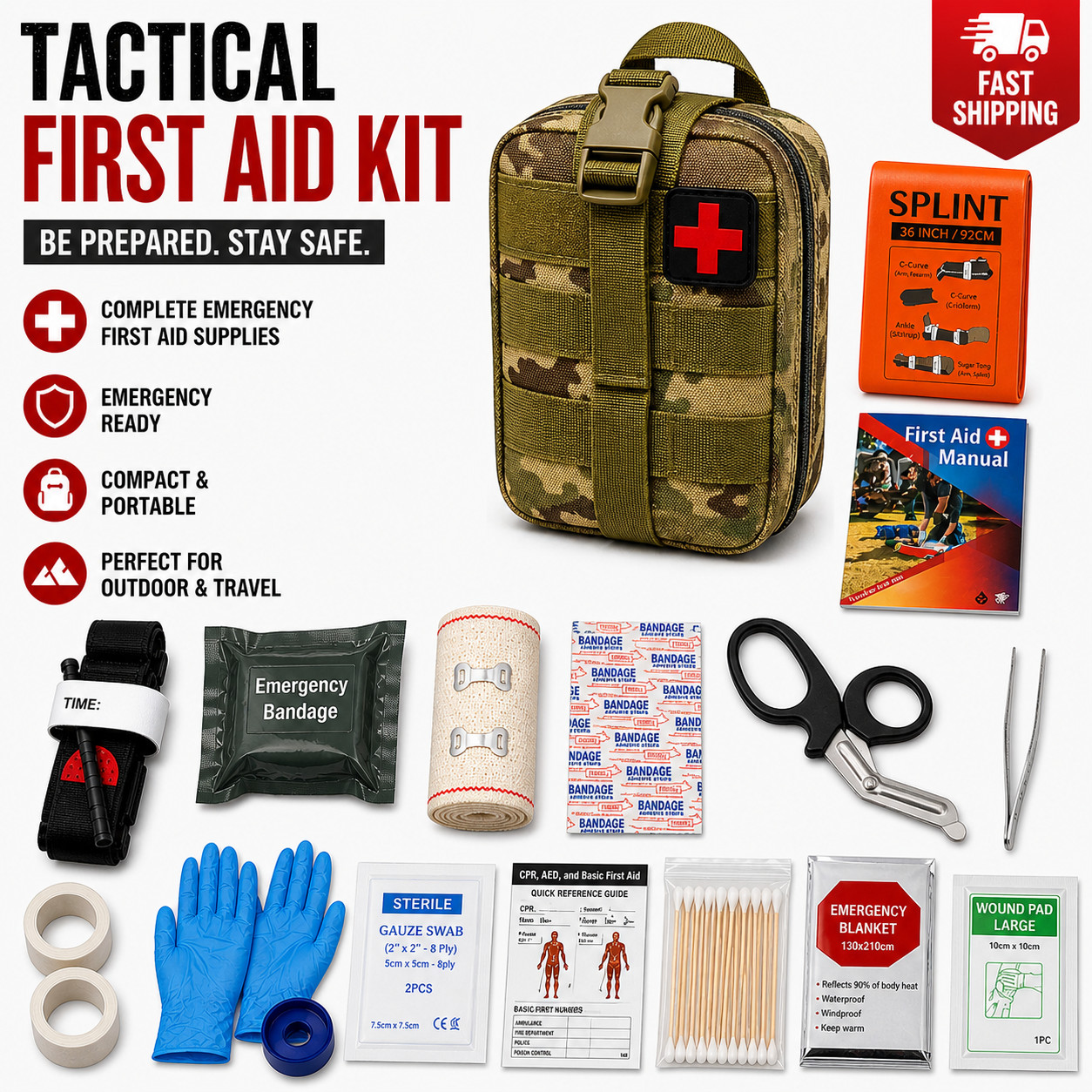 Tactical First Aid Kit IFAK Emergency Survival Gear Camping Hiking Military Moll