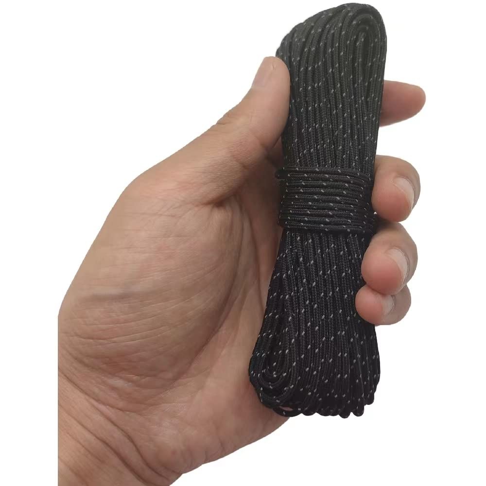 Legnowit 2mm Reflective Guyline Camping Paracord, Black-65ft, Black