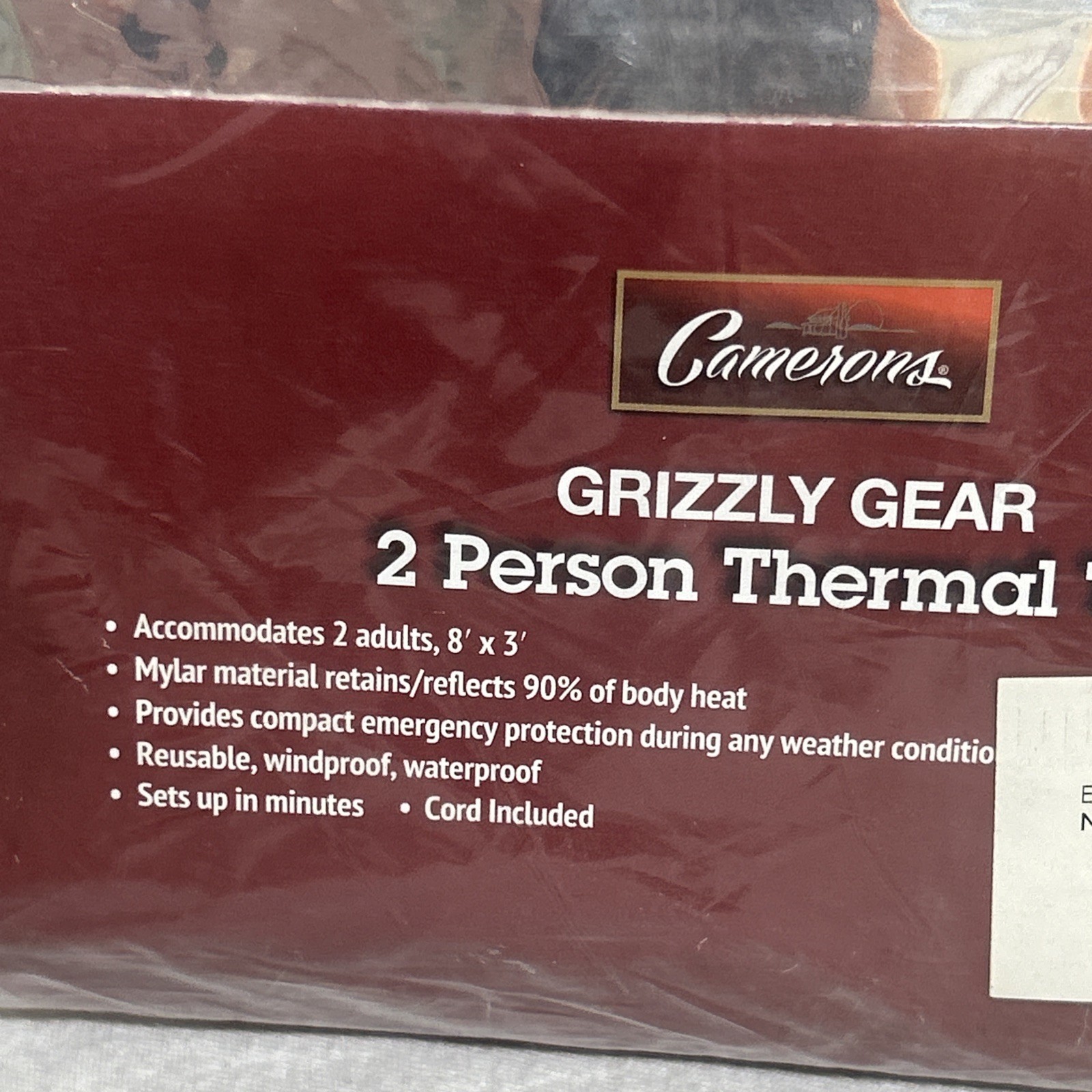 Camerons Emergency Tent 2 Person Thermal Tent Wind Water Proof, Protection NEW
