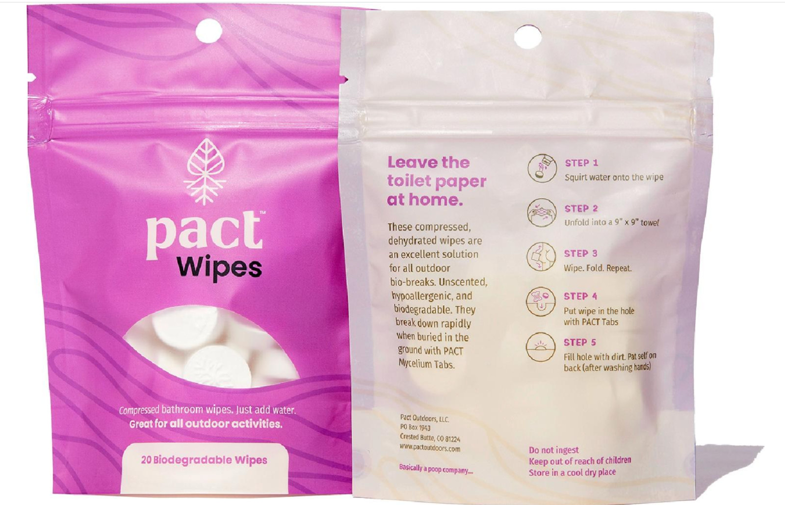 PACT Outdoors Wipes and Tabs Refills Outdoors Bathroom Kit Biodegradable