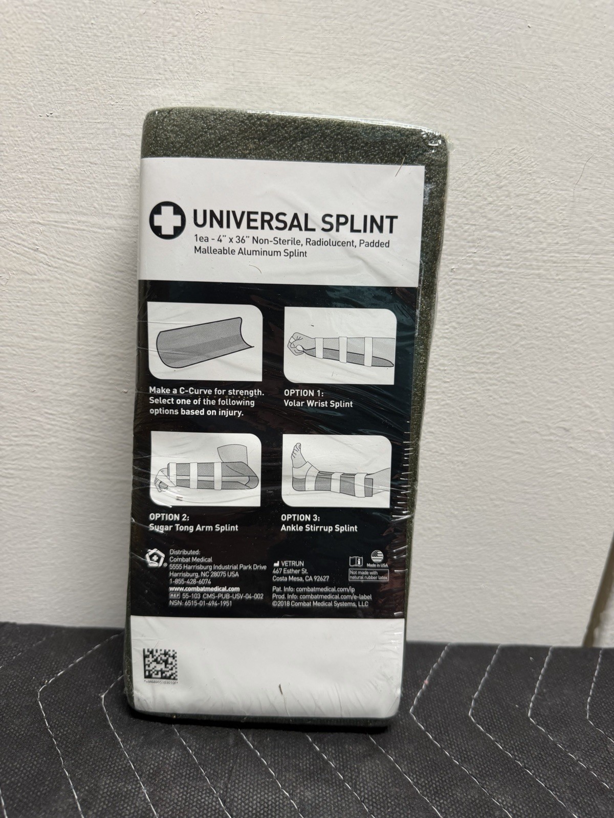 SAM SPLINT II NORTH AMERICAN RESCUE 50-1005 Military UNIVERSAL SPLINT ONE (1)