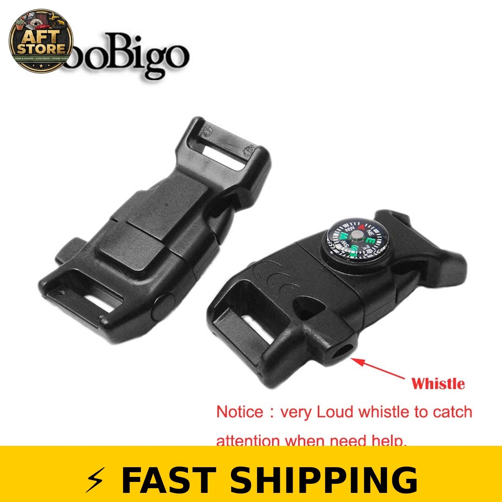 CooBigo 12pcs Mix Color Compass Fire Starter Whistle Buckle Set