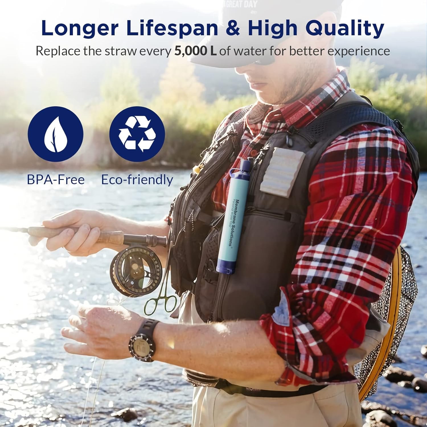 Filtro de agua tipo pajilla S1 portátil, certificado para camping y emergencia